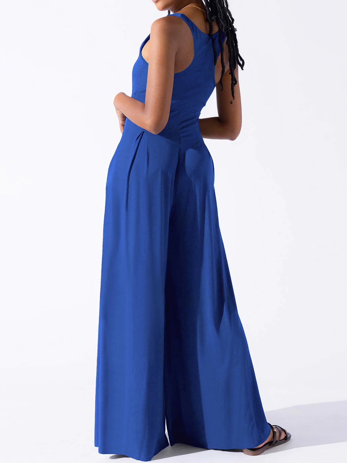 Square Neck Wide Strap Jumpsuit - Flip Flop Dynasty