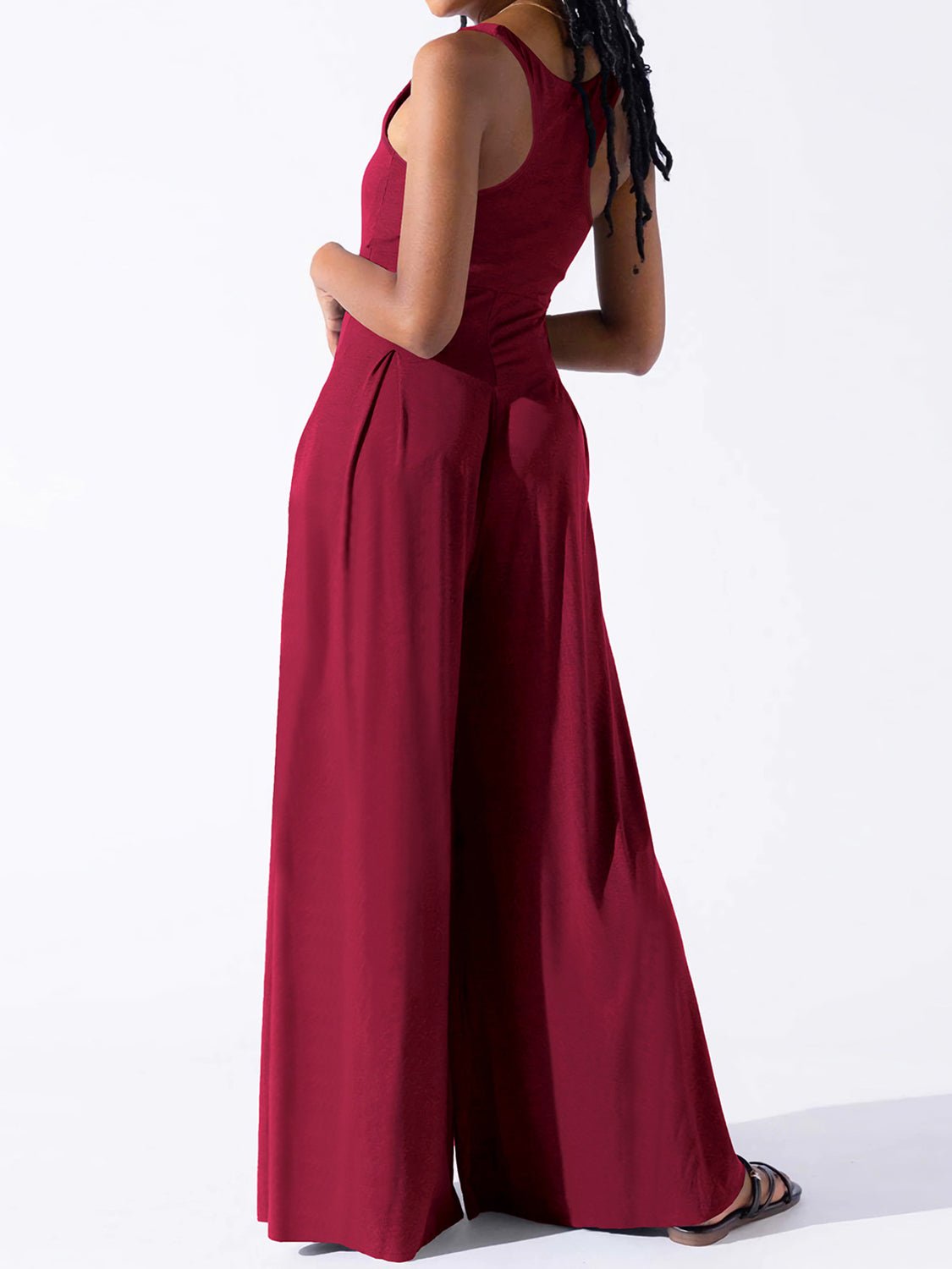 Square Neck Wide Strap Jumpsuit - Flip Flop Dynasty