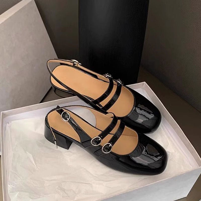 Square Toe Block Heel Mary Jane Shoes - Flip Flop Dynasty