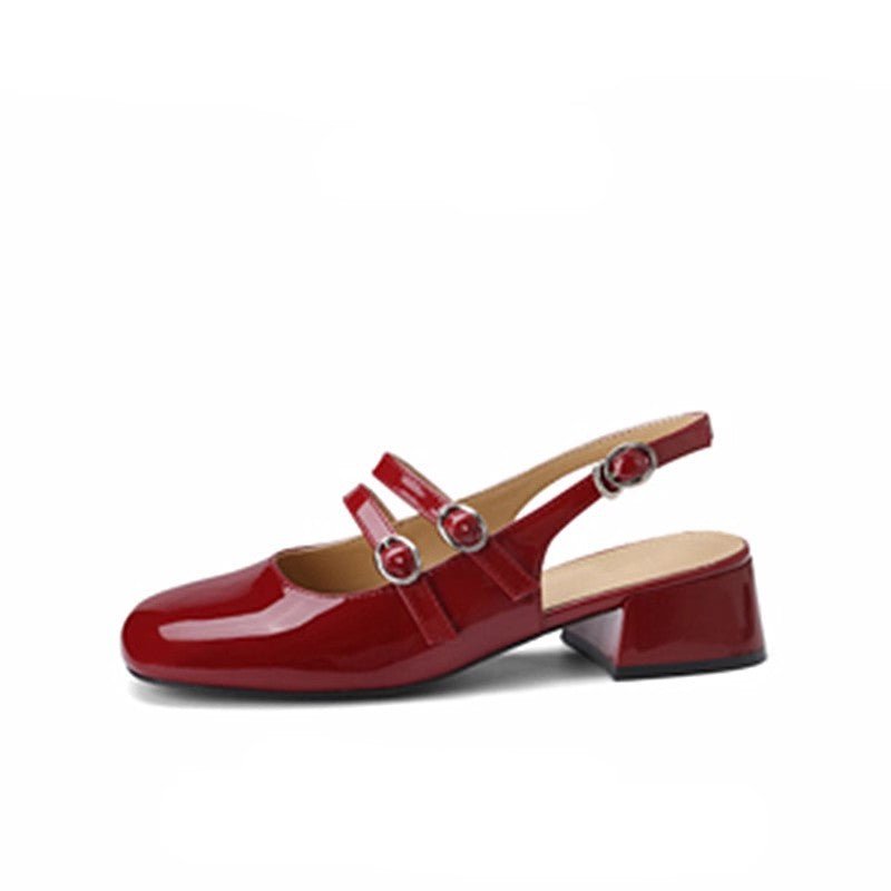 Square Toe Block Heel Mary Jane Shoes - Flip Flop Dynasty