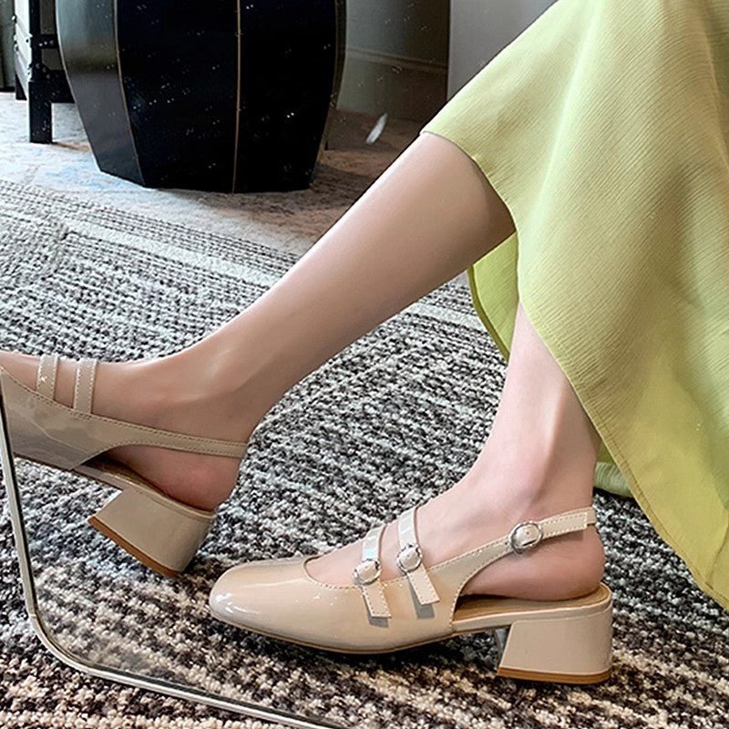 Square Toe Block Heel Mary Jane Shoes - Flip Flop Dynasty
