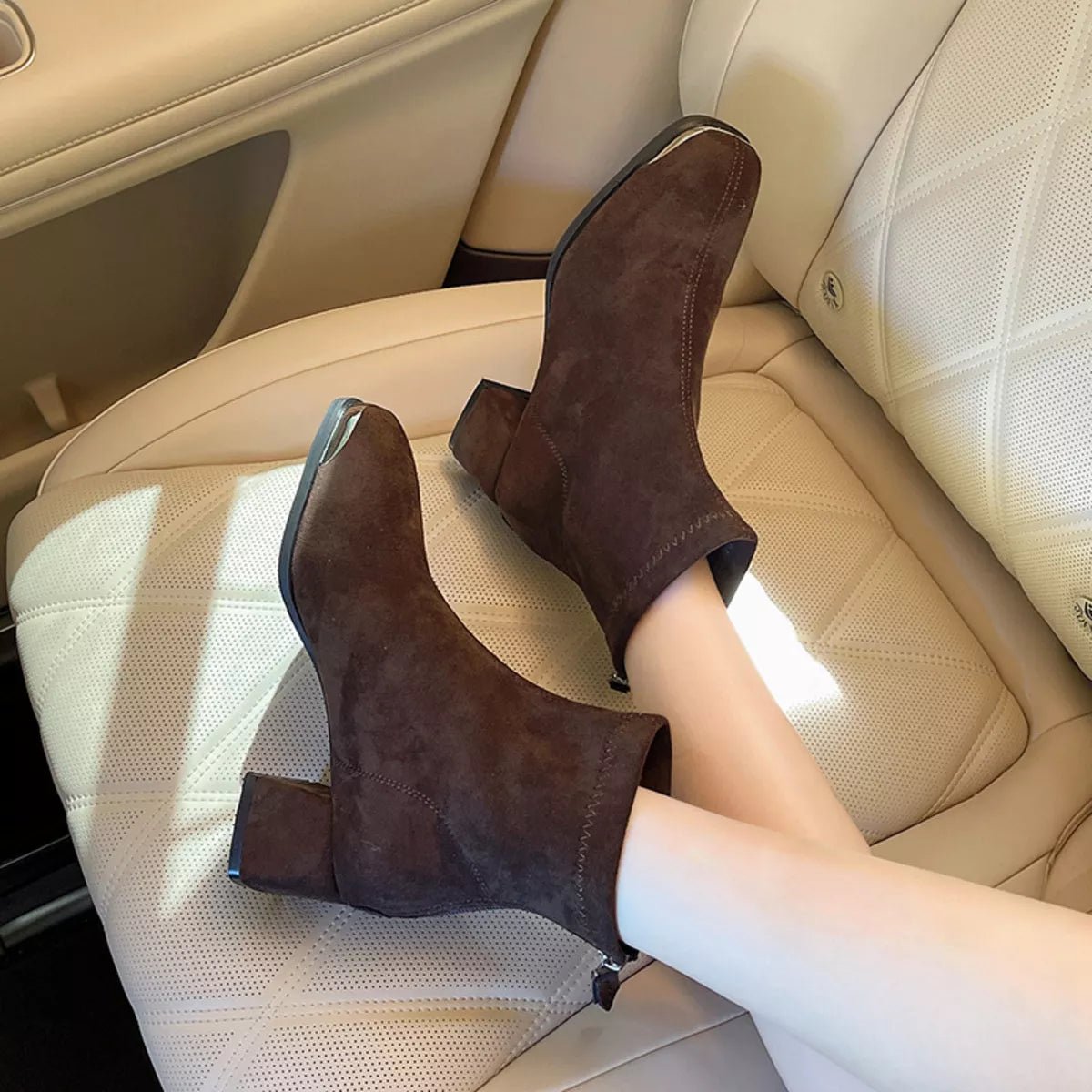 Square Toe Block Heels Boots - Flip Flop Dynasty