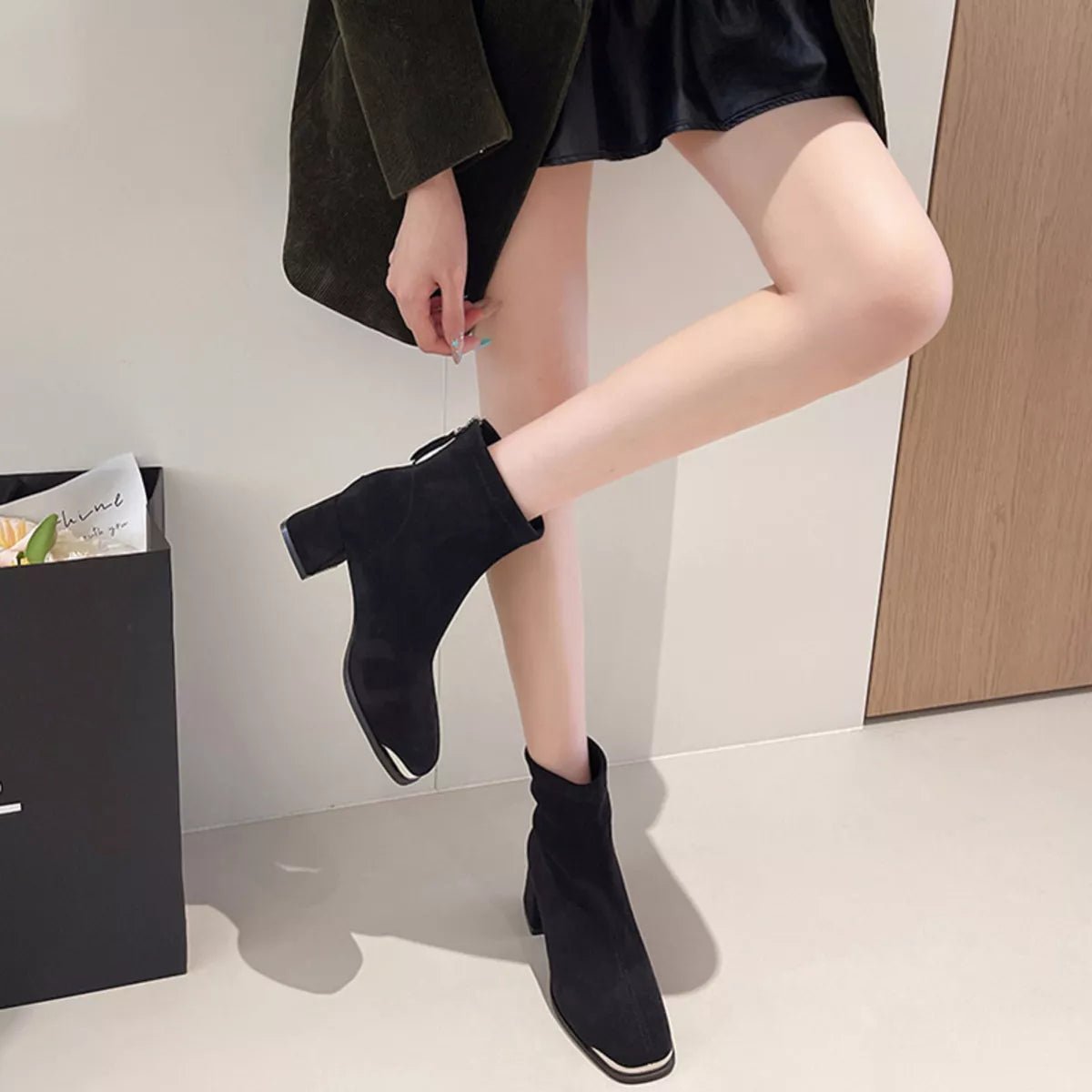 Square Toe Block Heels Boots - Flip Flop Dynasty