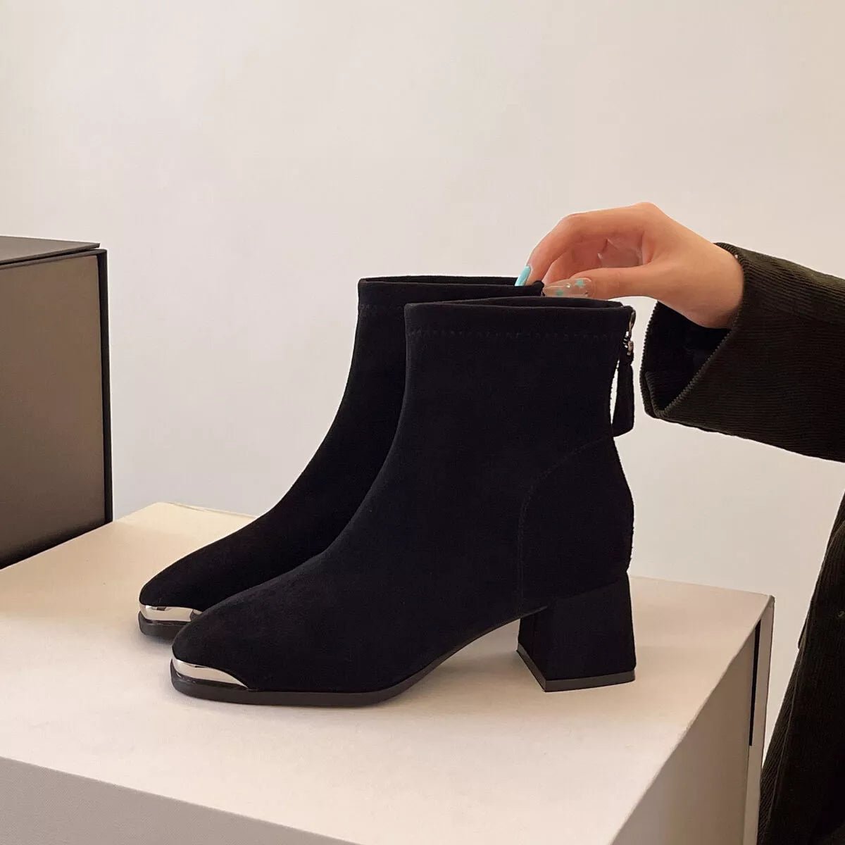 Square Toe Block Heels Boots - Flip Flop Dynasty