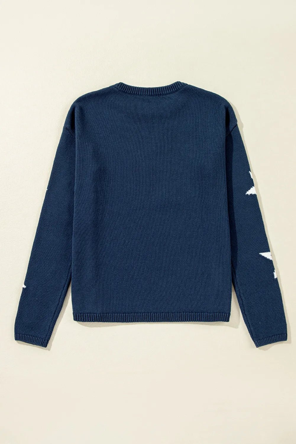Star Round Neck Long Sleeve Sweater - Flip Flop Dynasty