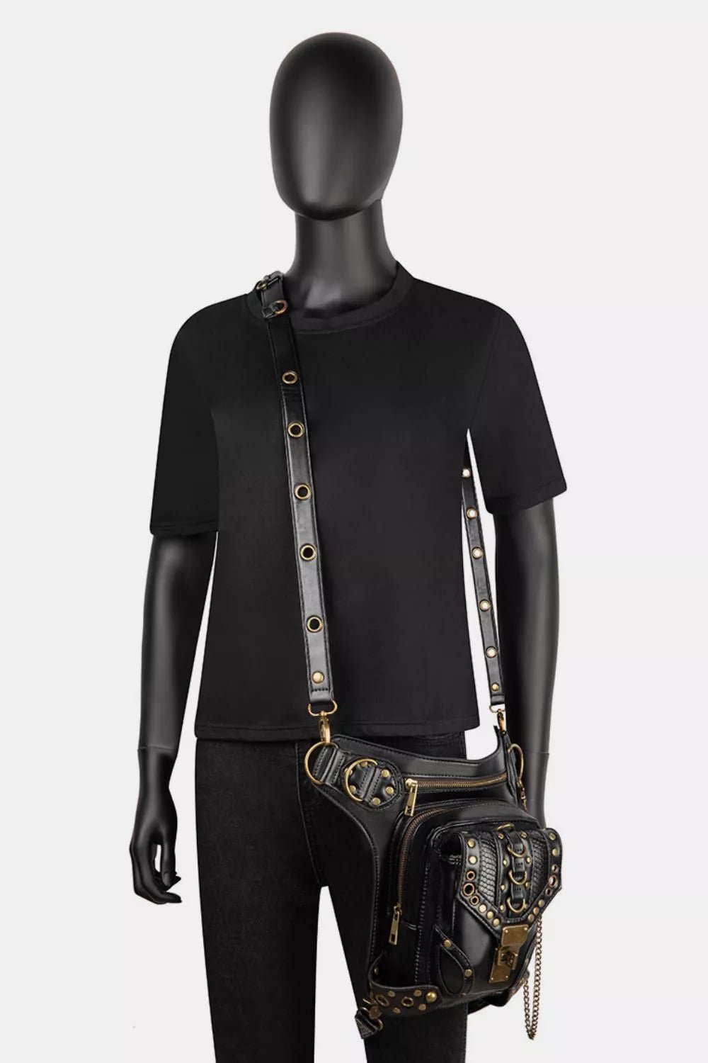 Steampunk Rivet Decor Multipurpose Crossbody Bag - Flip Flop Dynasty