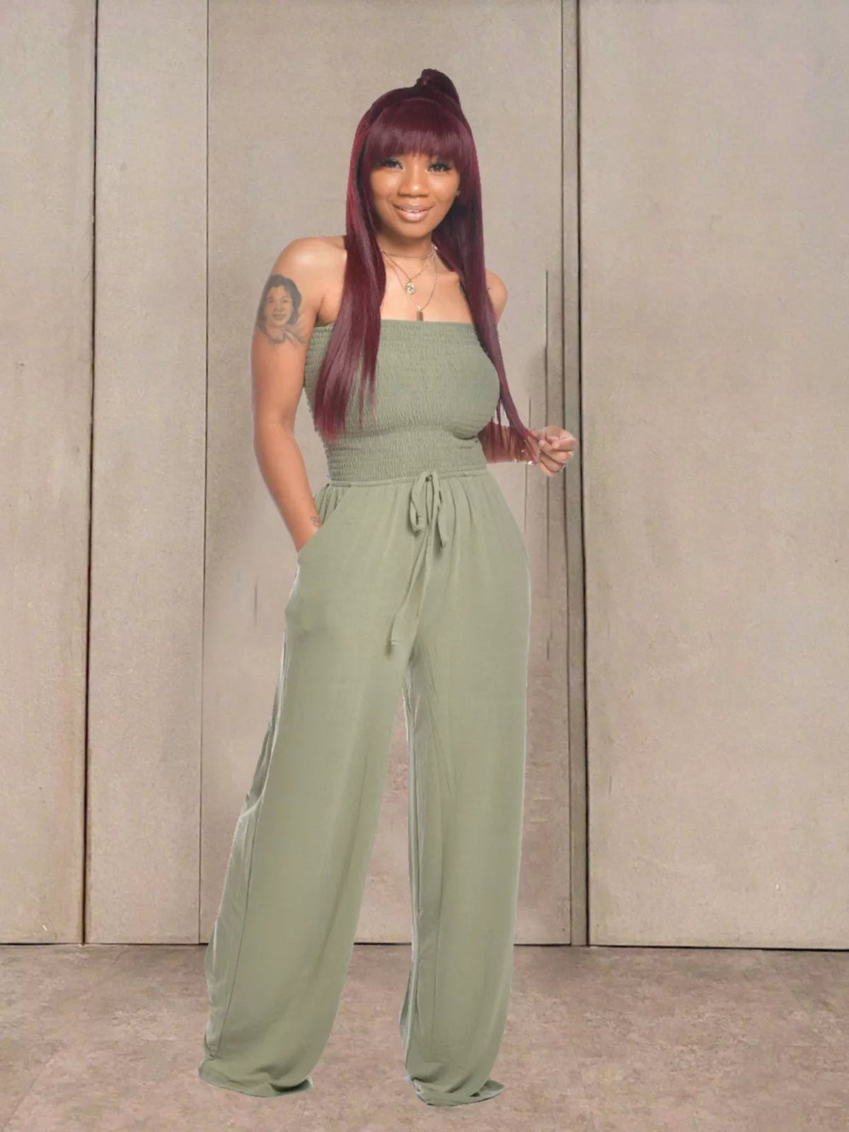 Strapless Smocked Wide-Leg Jumpsuit - Flip Flop Dynasty