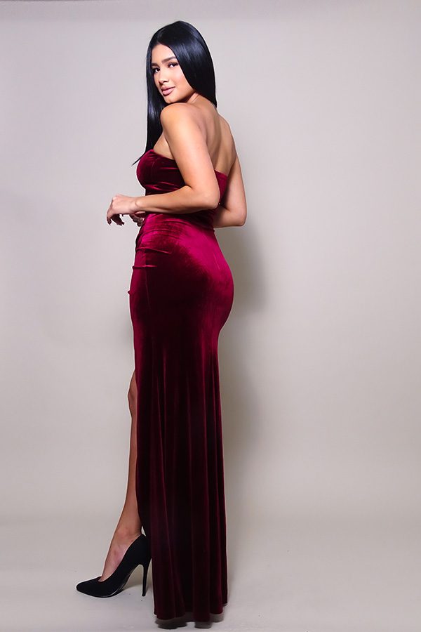 Strapless Sweetheart Maxi Velvet Dress - Flip Flop Dynasty