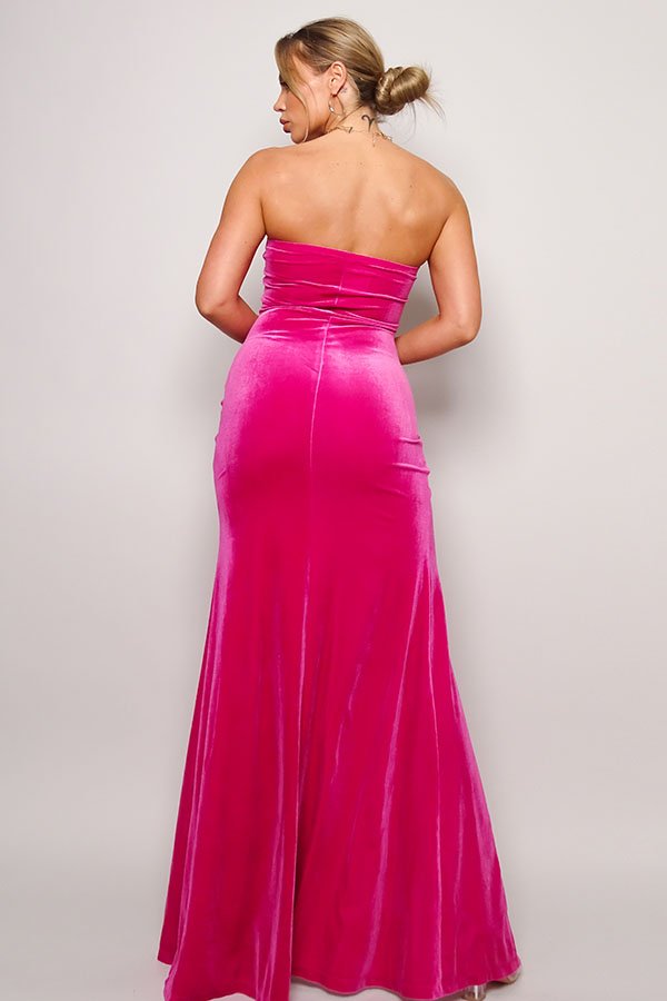 Strapless Sweetheart Maxi Velvet Dress - Flip Flop Dynasty