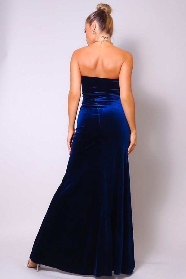 Strapless Sweetheart Maxi Velvet Dress - Flip Flop Dynasty