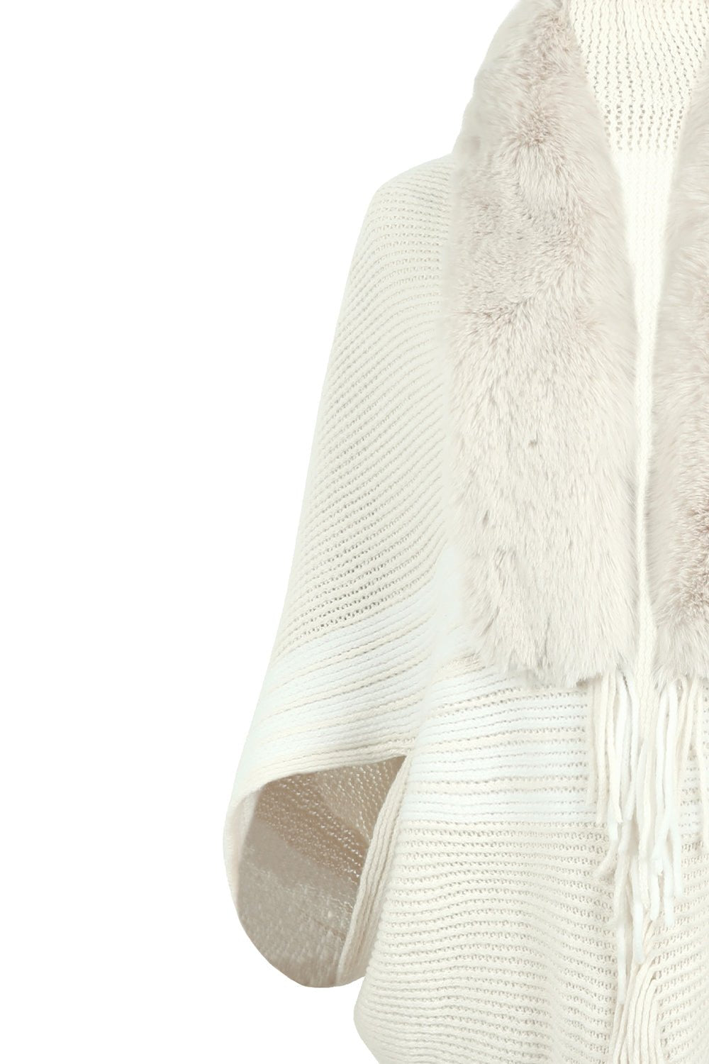 Striped Fringe Detail Long Sleeve Poncho - Flip Flop Dynasty