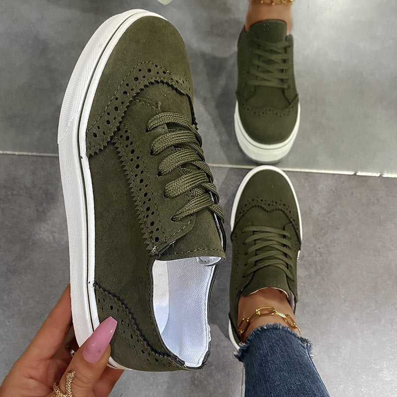 Suede Lace - Up Flat Sneakers - Flip Flop Dynasty
