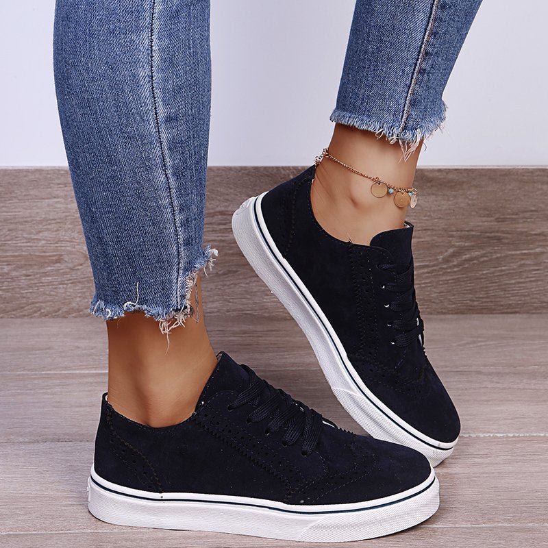 Suede Lace - Up Flat Sneakers - Flip Flop Dynasty