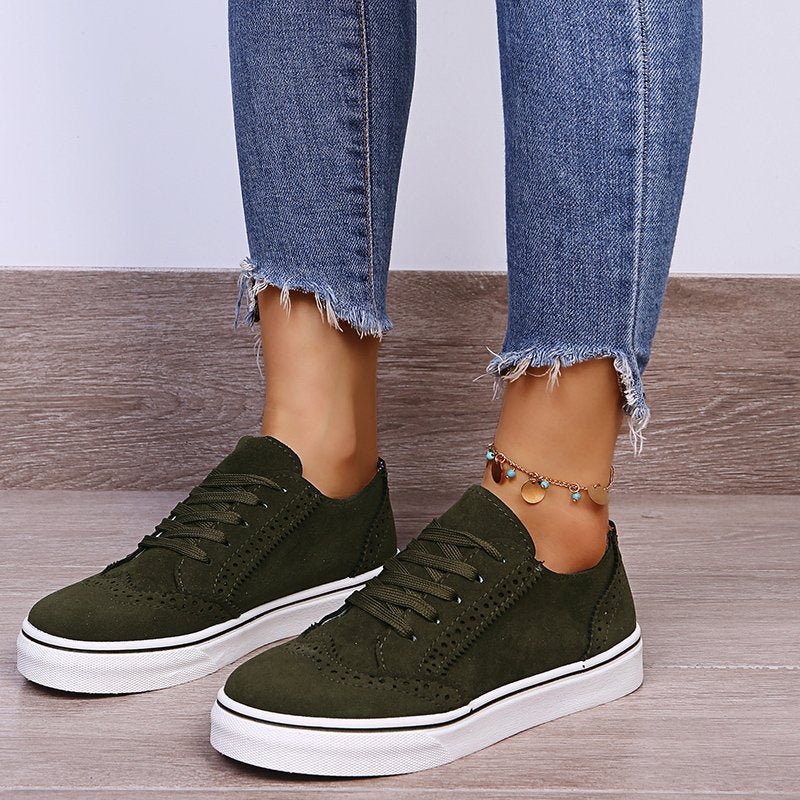 Suede Lace - Up Flat Sneakers - Flip Flop Dynasty