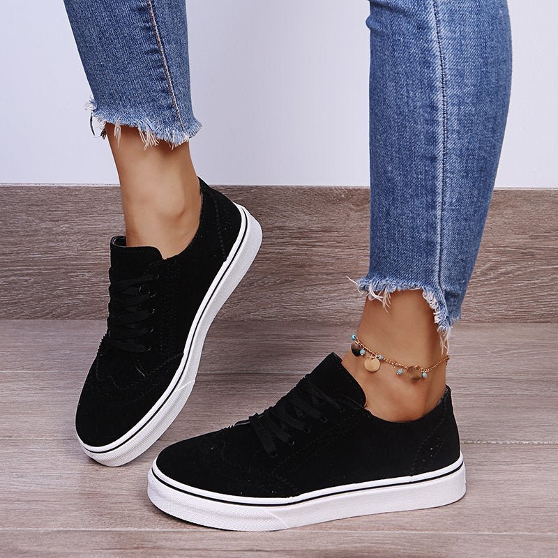 Suede Lace - Up Flat Sneakers - Flip Flop Dynasty