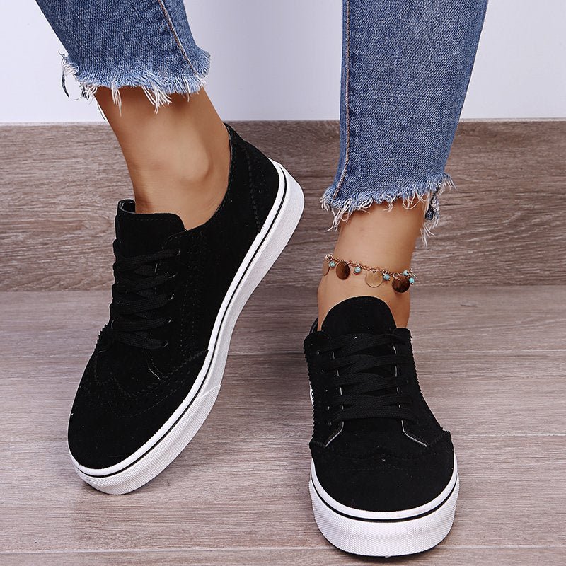 Suede Lace - Up Flat Sneakers - Flip Flop Dynasty