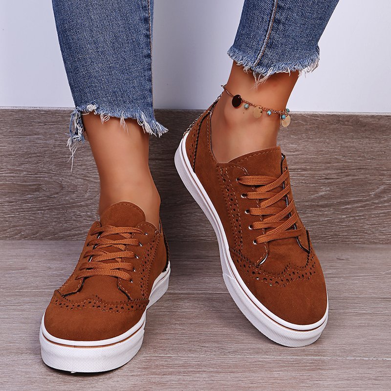 Suede Lace - Up Flat Sneakers - Flip Flop Dynasty