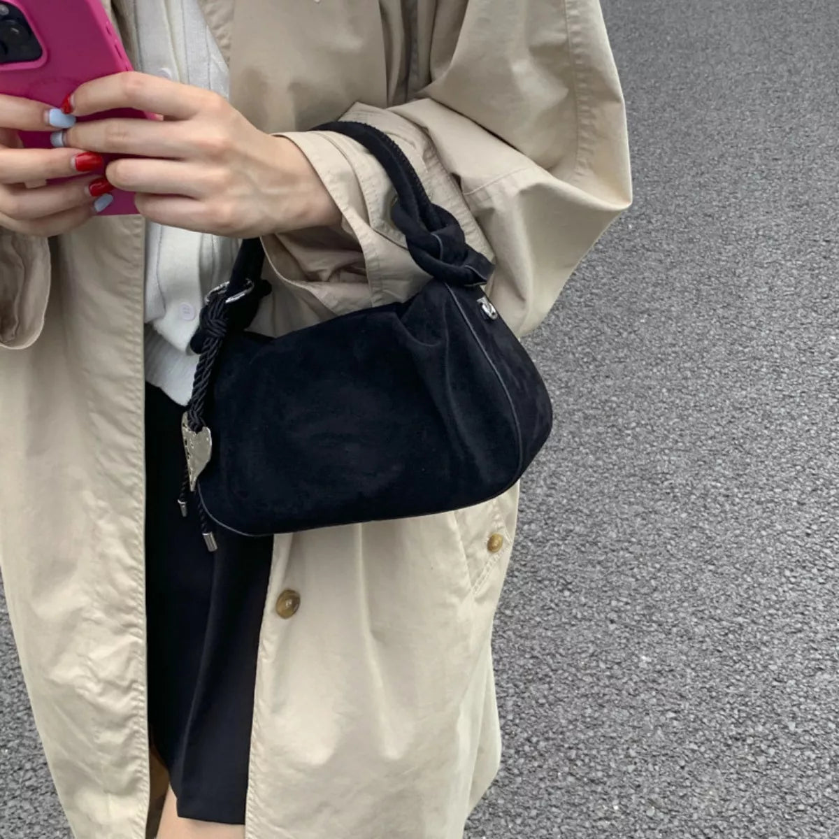 Suede Mini Crossbody Bag with Adjustable Strap - Flip Flop Dynasty