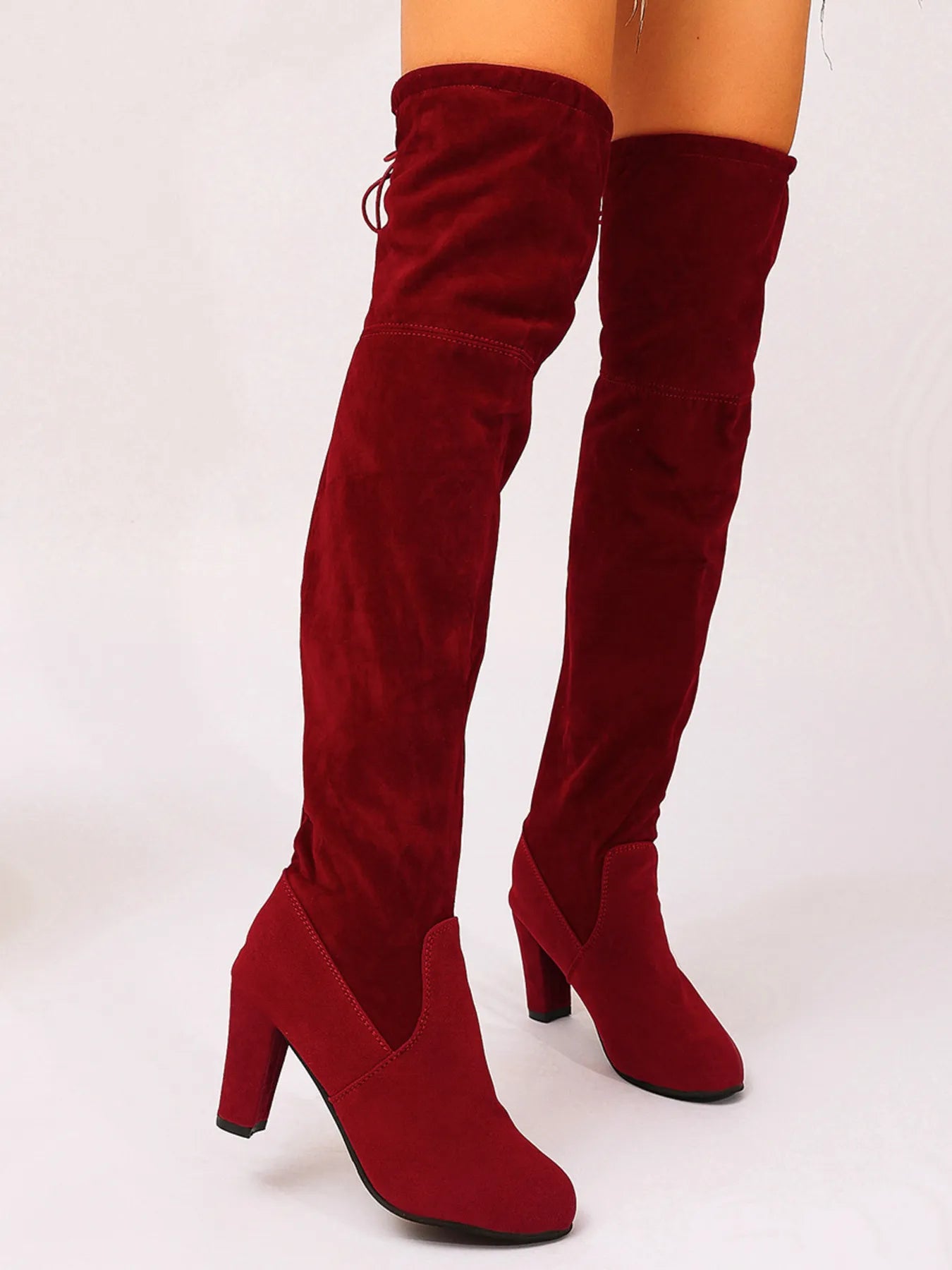 Suede Over - The - Knee High Heel Boots - Flip Flop Dynasty