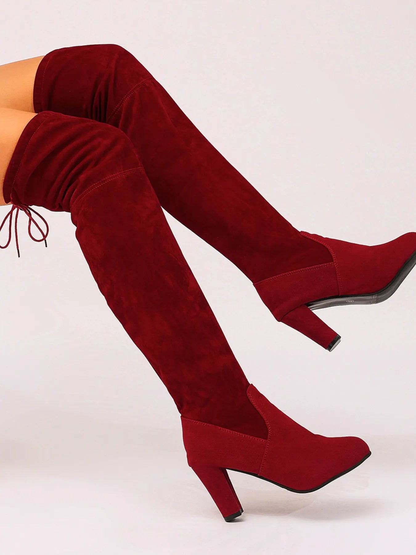 Suede Over - The - Knee High Heel Boots - Flip Flop Dynasty