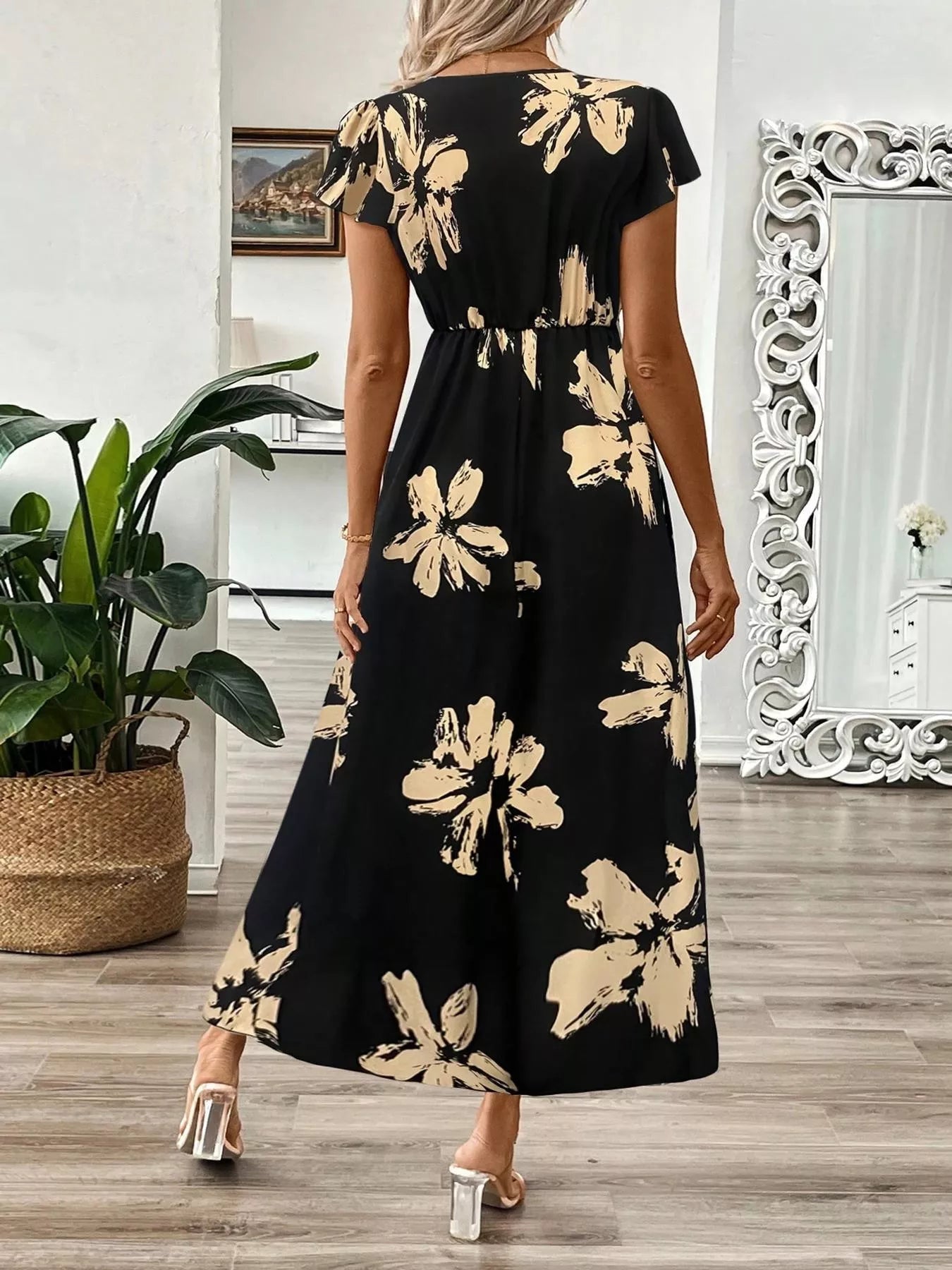 Surplice Cap Sleeve Midi Dress - Flip Flop Dynasty