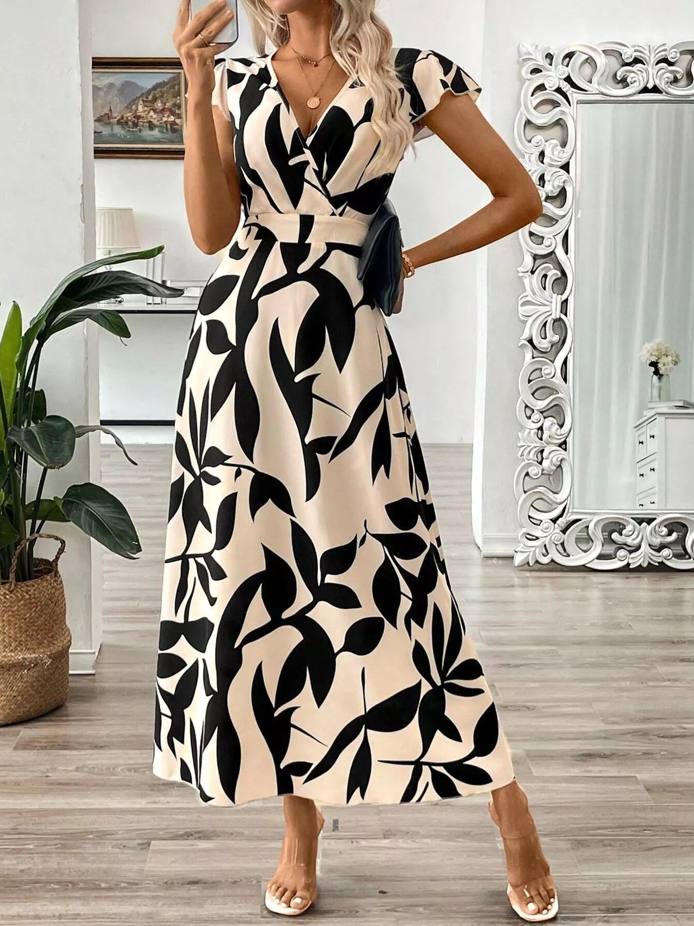Surplice Cap Sleeve Midi Dress - Flip Flop Dynasty