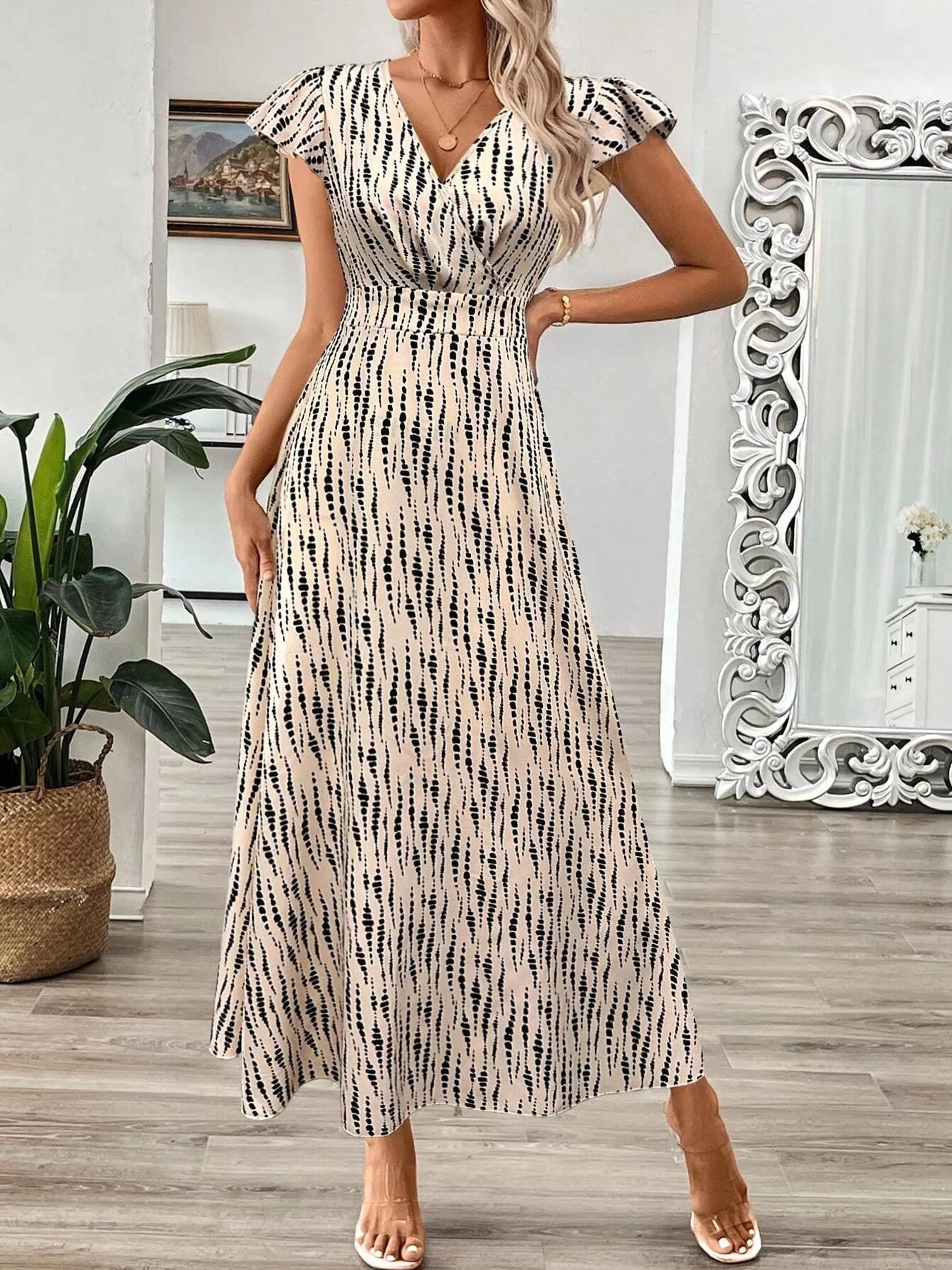 Surplice Cap Sleeve Midi Dress - Flip Flop Dynasty