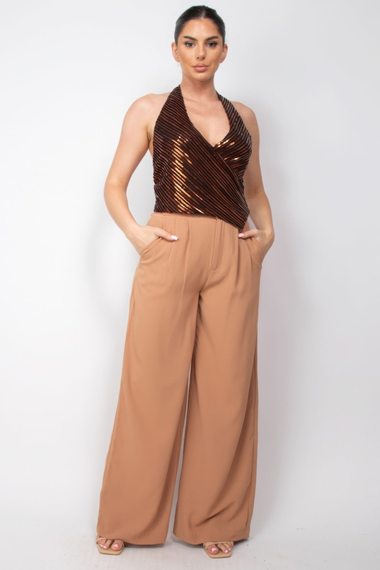 Surplice Halter Sequin Top - Flip Flop Dynasty
