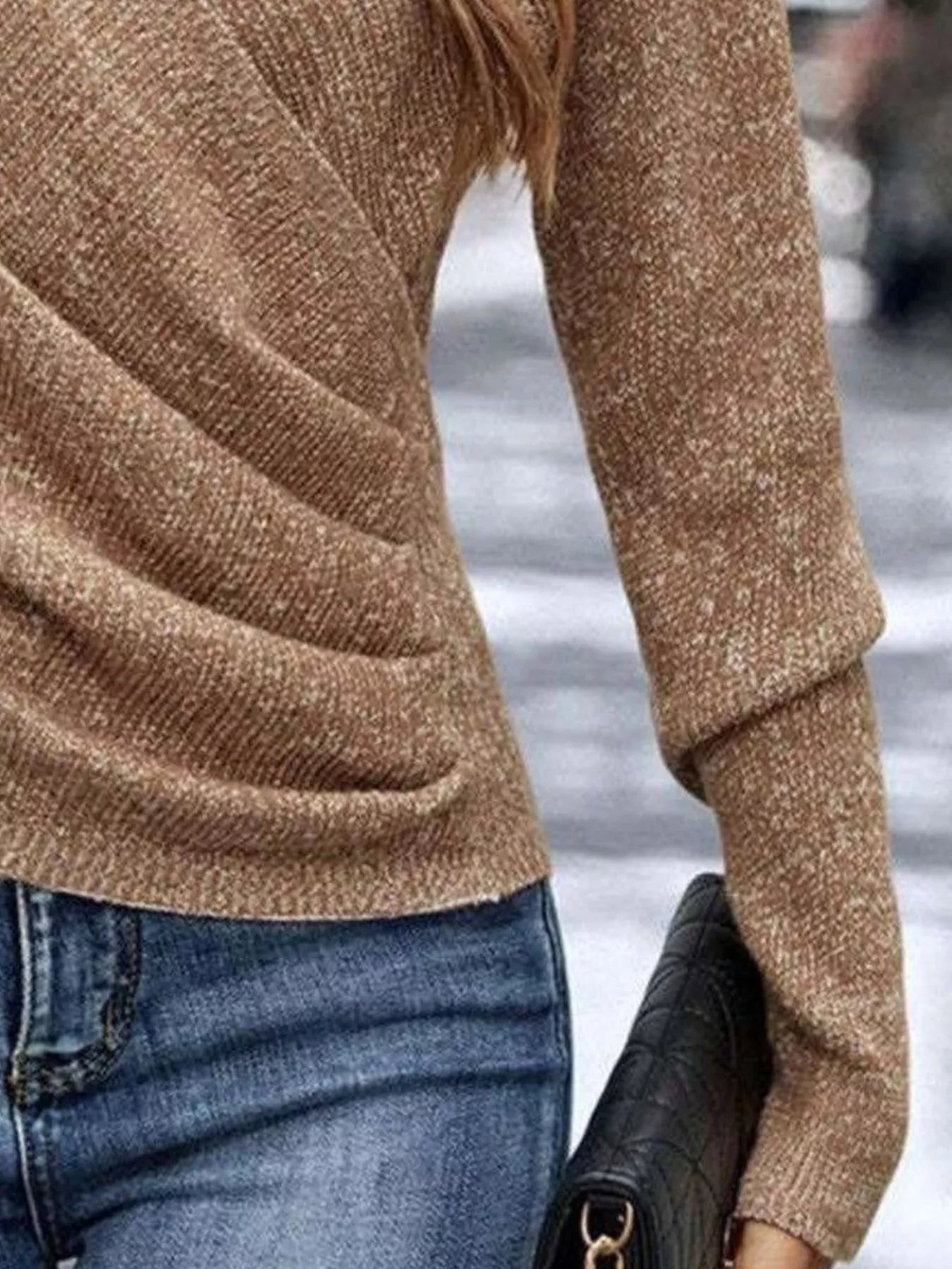 Surplice Long Sleeve Knit Top - Flip Flop Dynasty