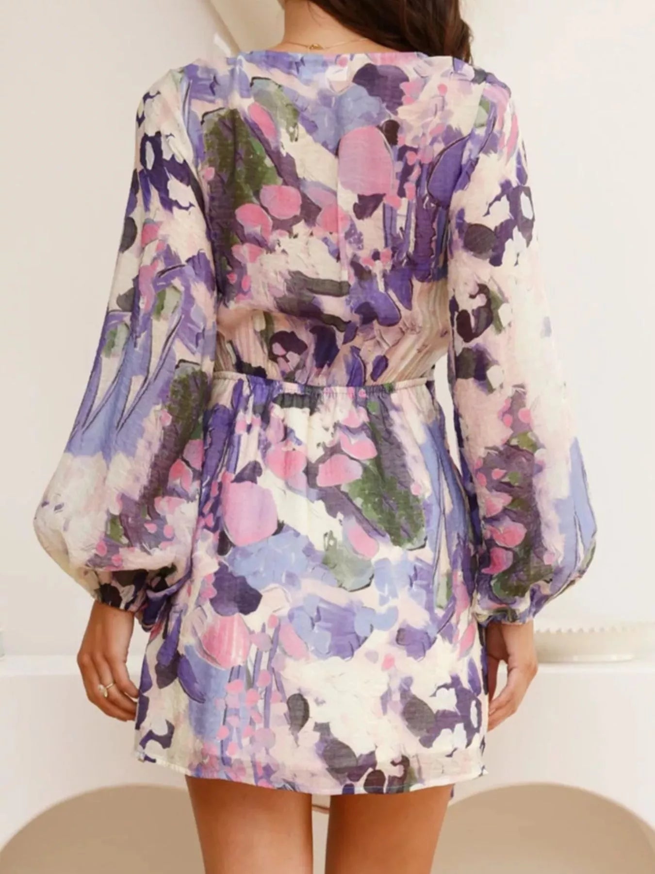 Surplice Long Sleeve Tie Waist Dress - Flip Flop Dynasty