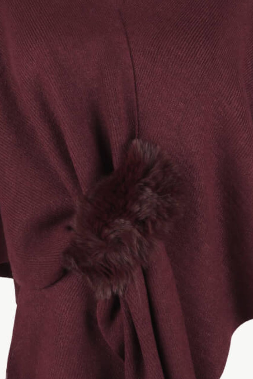 Surplice Neck Pom - Pom Trim Poncho - Flip Flop Dynasty