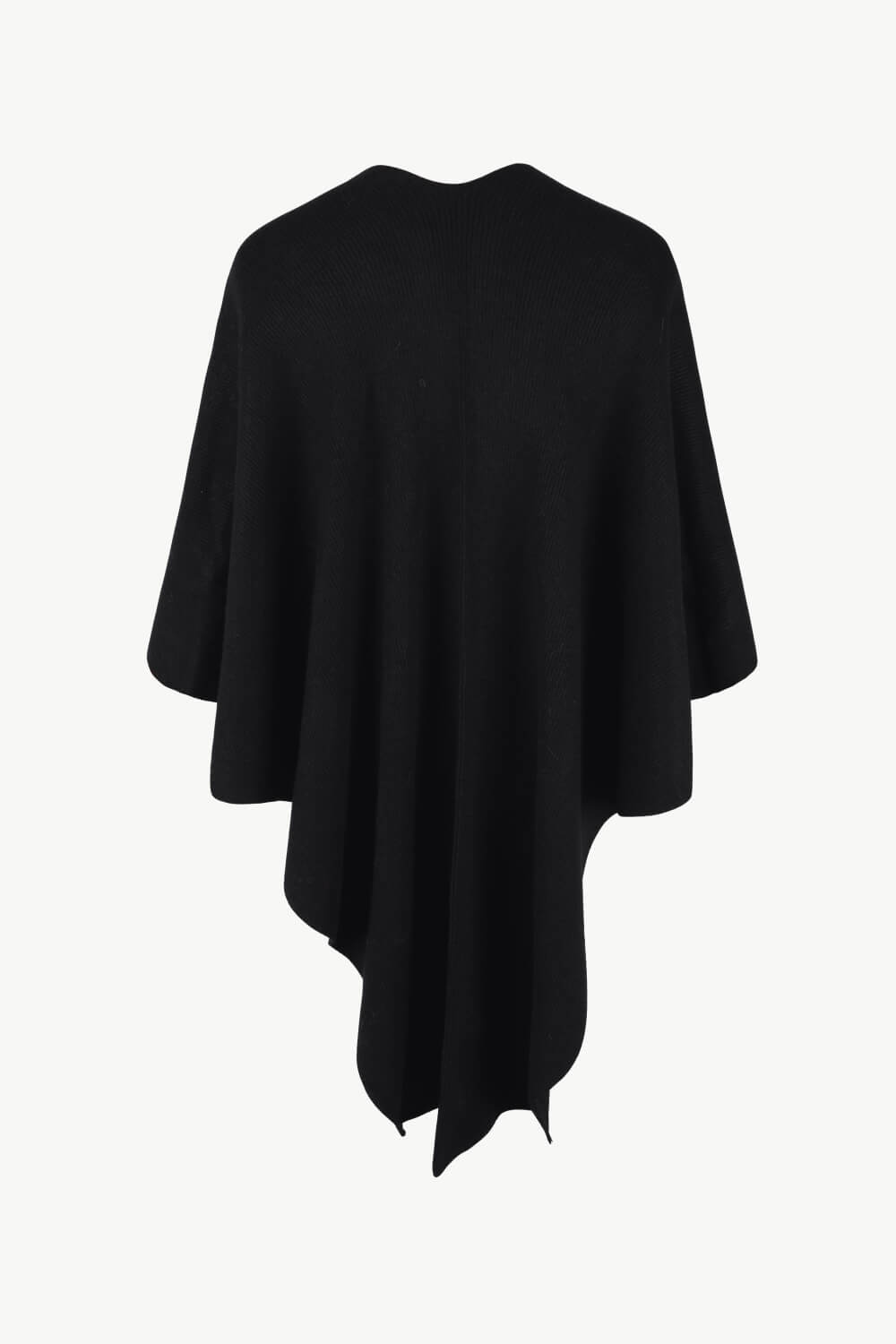 Surplice Neck Pom - Pom Trim Poncho - Flip Flop Dynasty