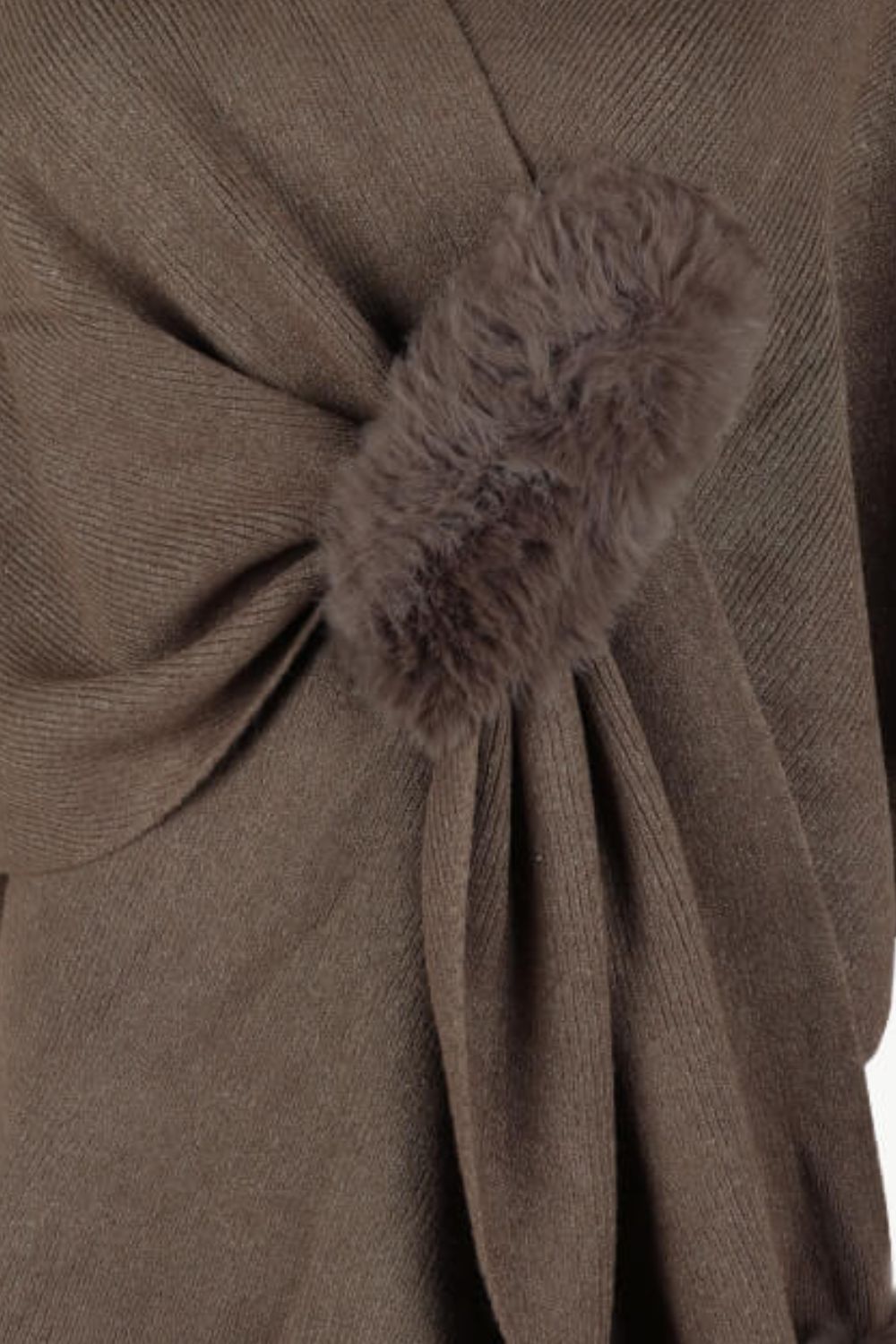 Surplice Neck Pom - Pom Trim Poncho - Flip Flop Dynasty