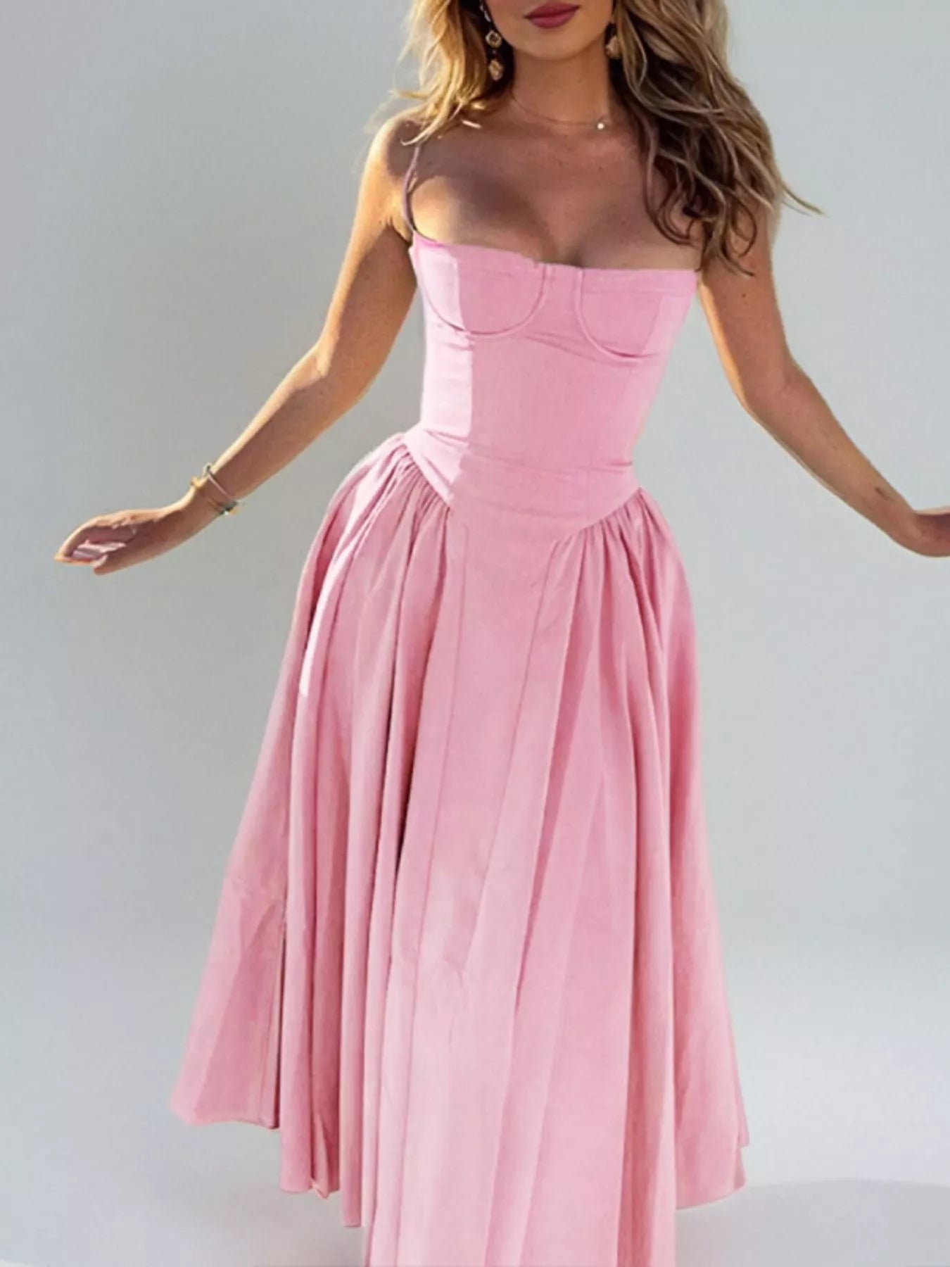 Sweetheart Neck Spaghetti Strap Midi Dress - Flip Flop Dynasty