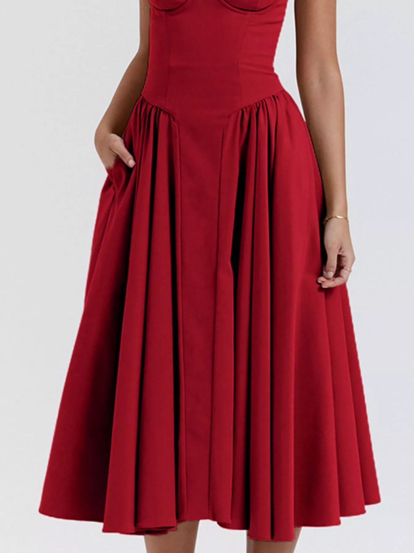 Sweetheart Neck Spaghetti Strap Midi Dress - Flip Flop Dynasty