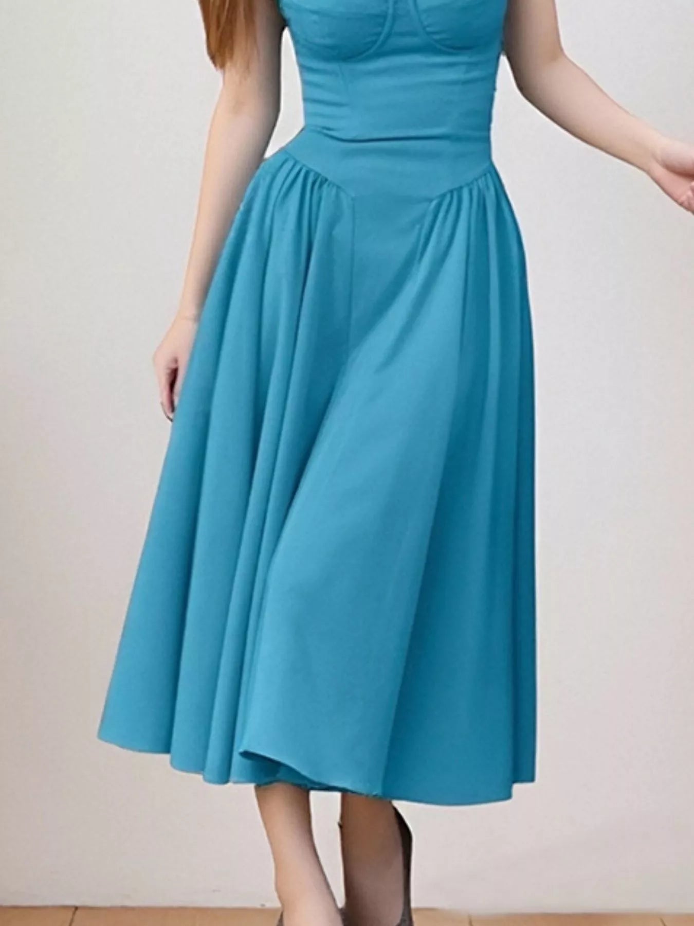 Sweetheart Neck Spaghetti Strap Midi Dress - Flip Flop Dynasty