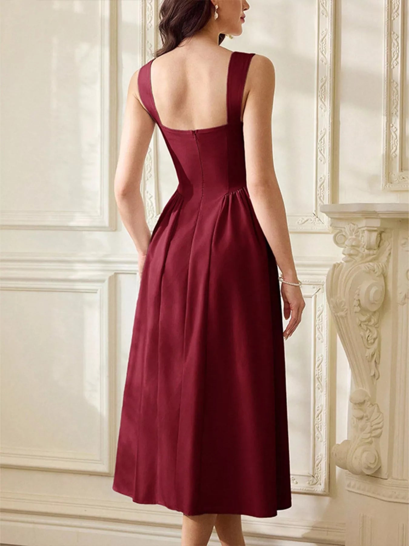 Sweetheart Neckline A-Line Midi Dress - Flip Flop Dynasty