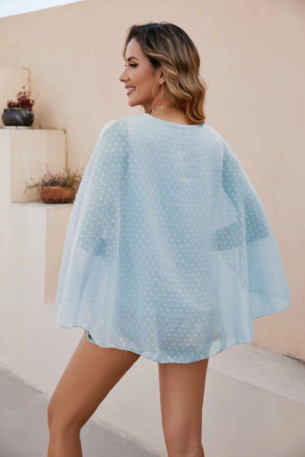 Swiss Dot Round Neck Blouse - Flip Flop Dynasty