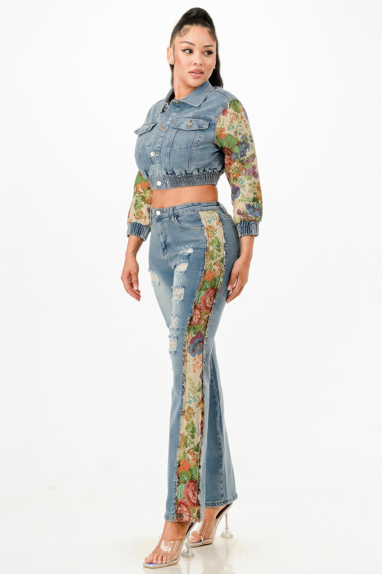 Tapestry Contrast Denim Set - Flip Flop Dynasty