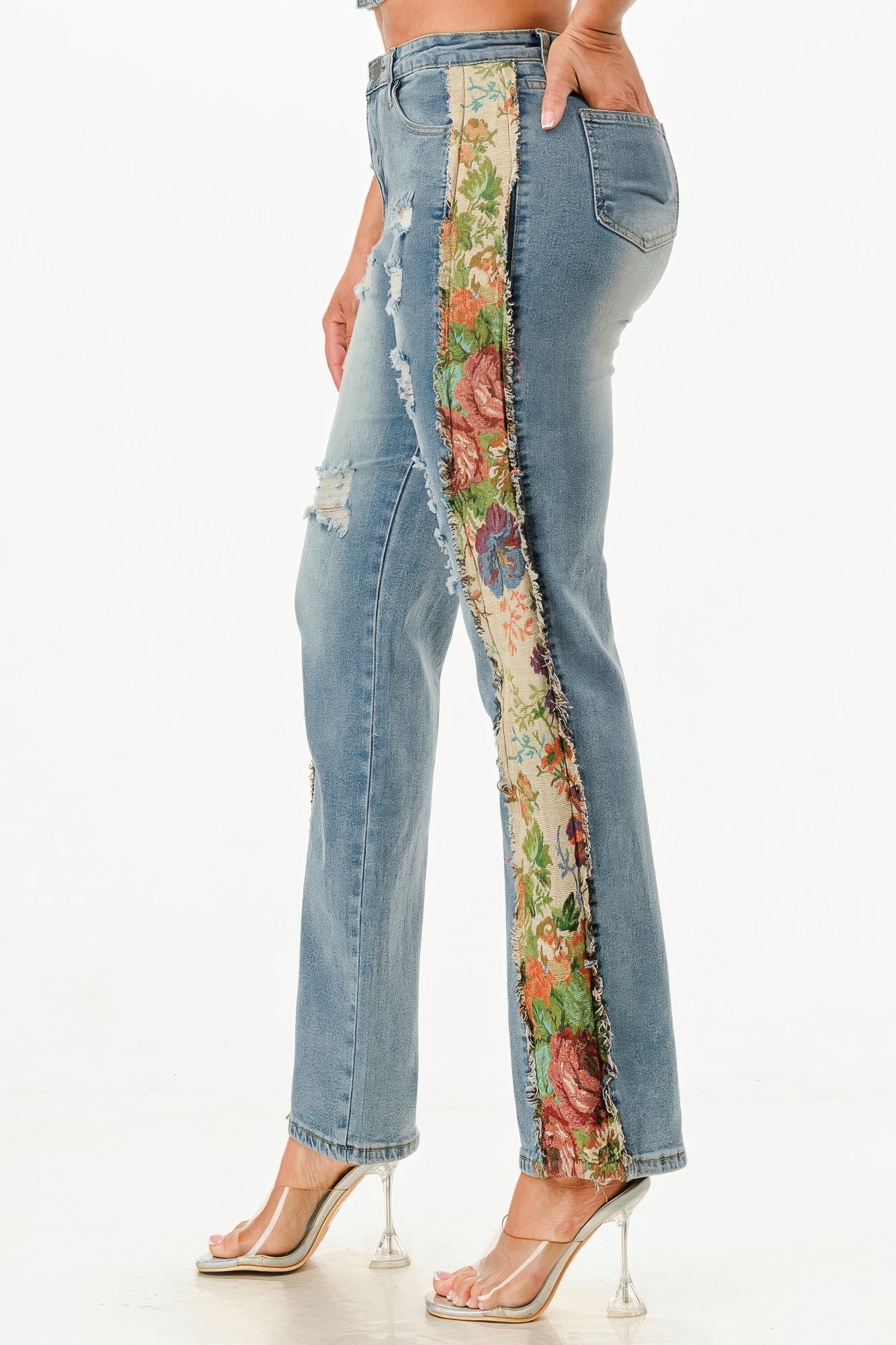 Tapestry Contrast Denim Set - Flip Flop Dynasty