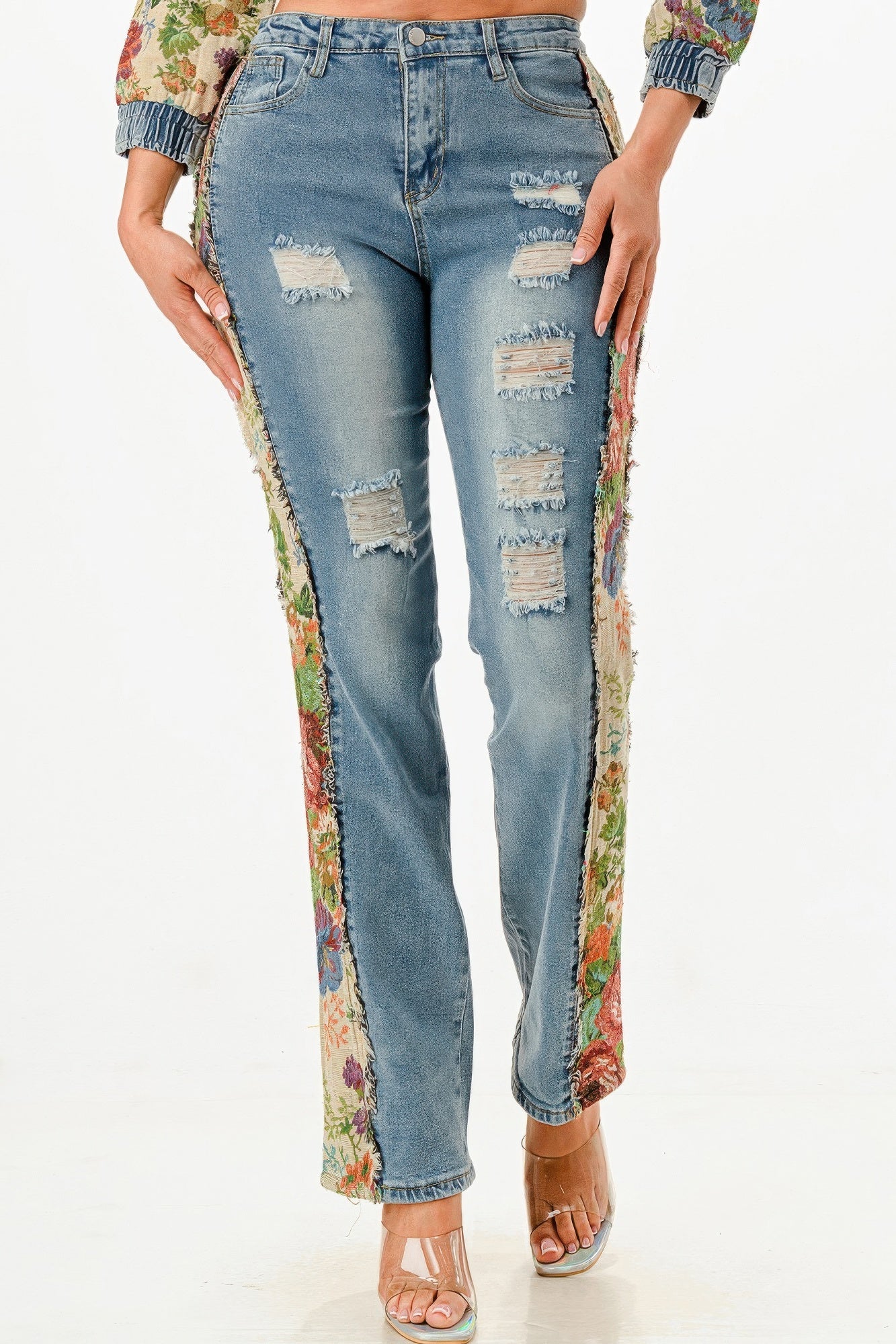 Tapestry Contrast Denim Set - Flip Flop Dynasty