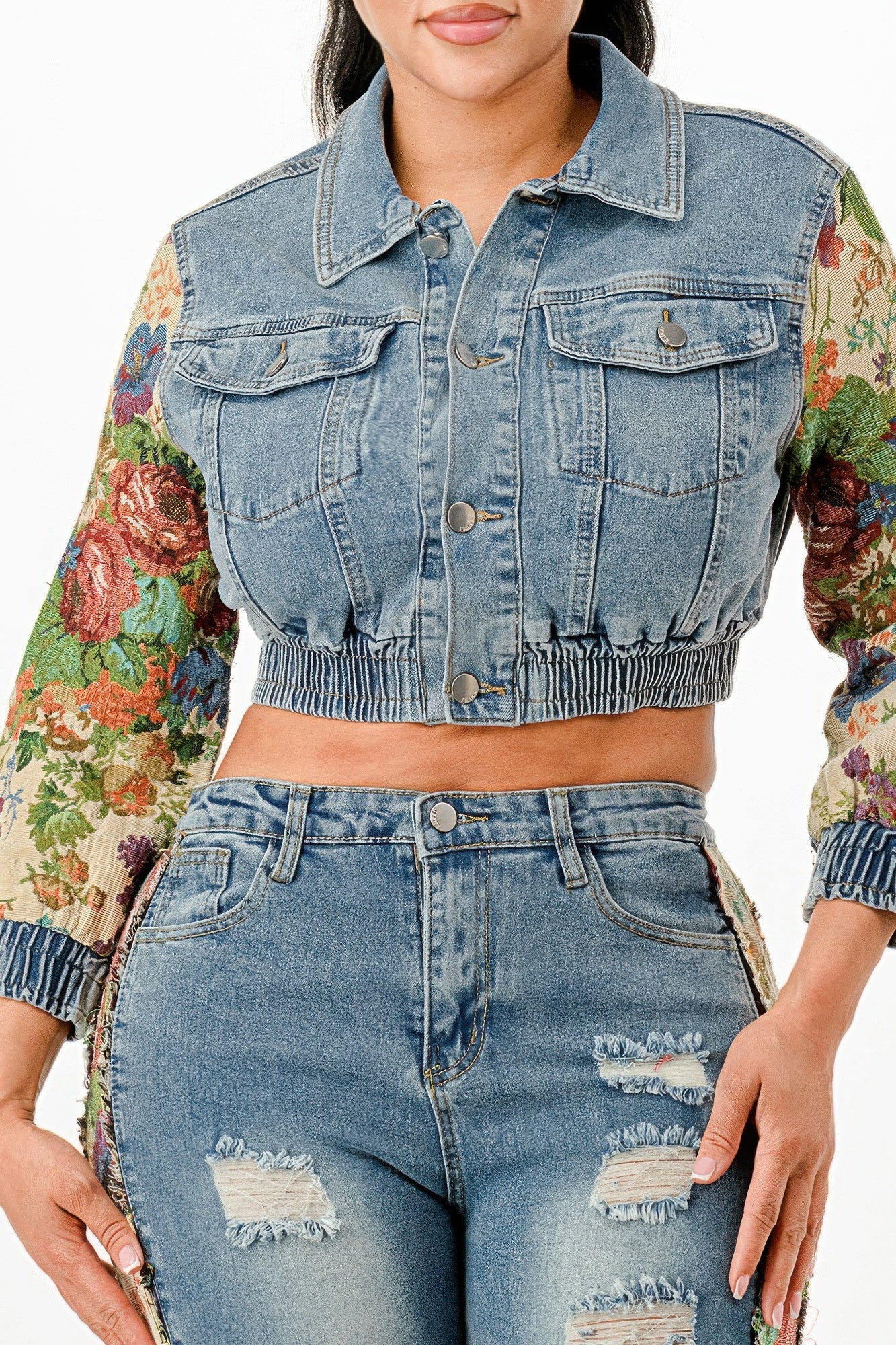 Tapestry Contrast Denim Set - Flip Flop Dynasty