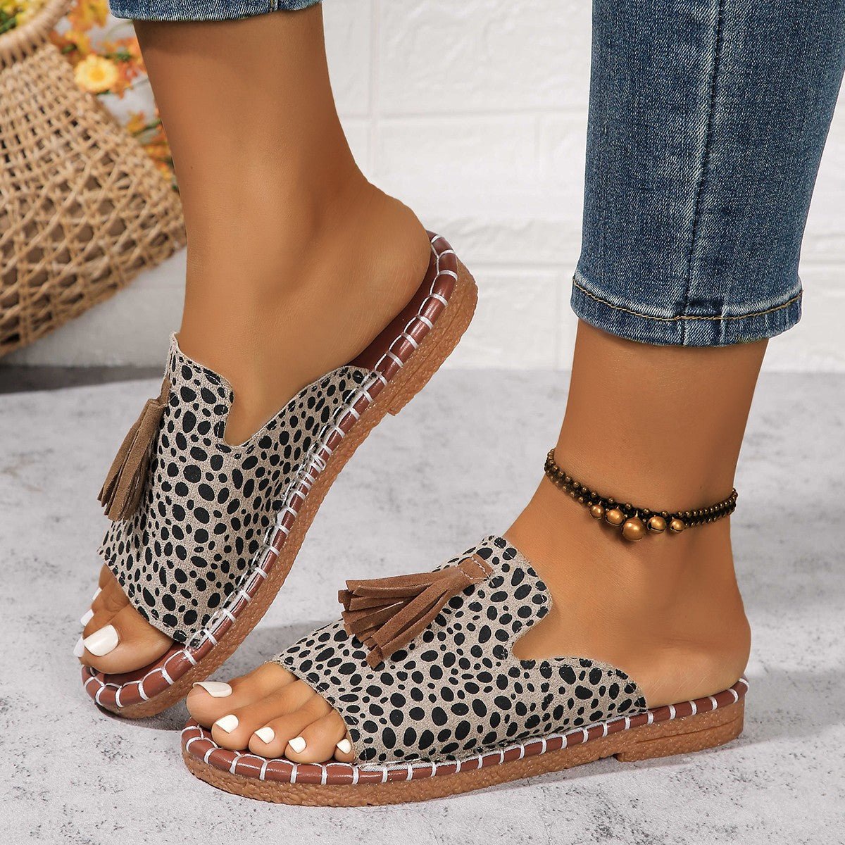 Tassel Detail Open Toe Sandals - Flip Flop Dynasty