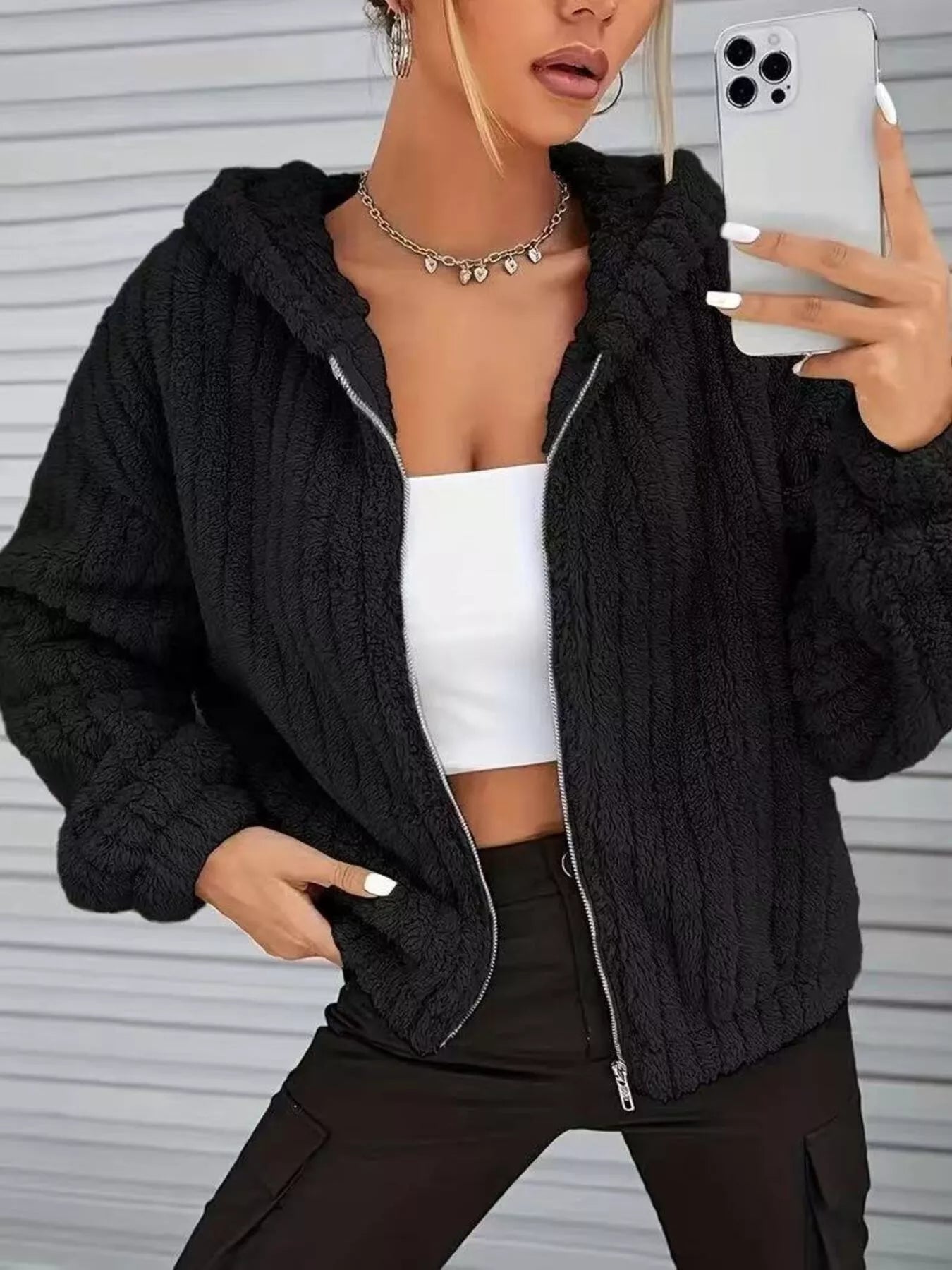 Teddy Bear Ear Hooded Fleece Outerwear - Flip Flop Dynasty