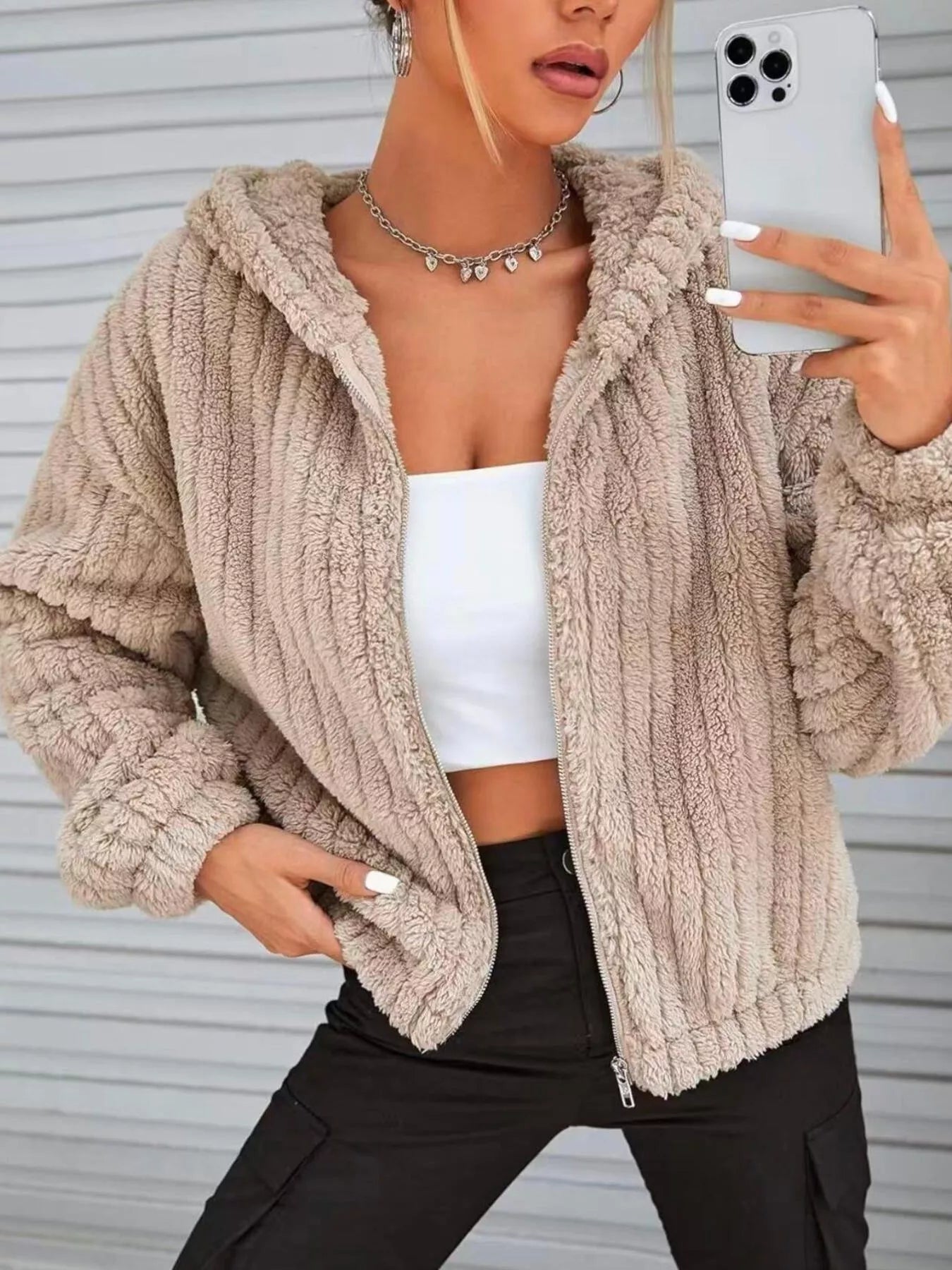 Teddy Bear Ear Hooded Fleece Outerwear - Flip Flop Dynasty