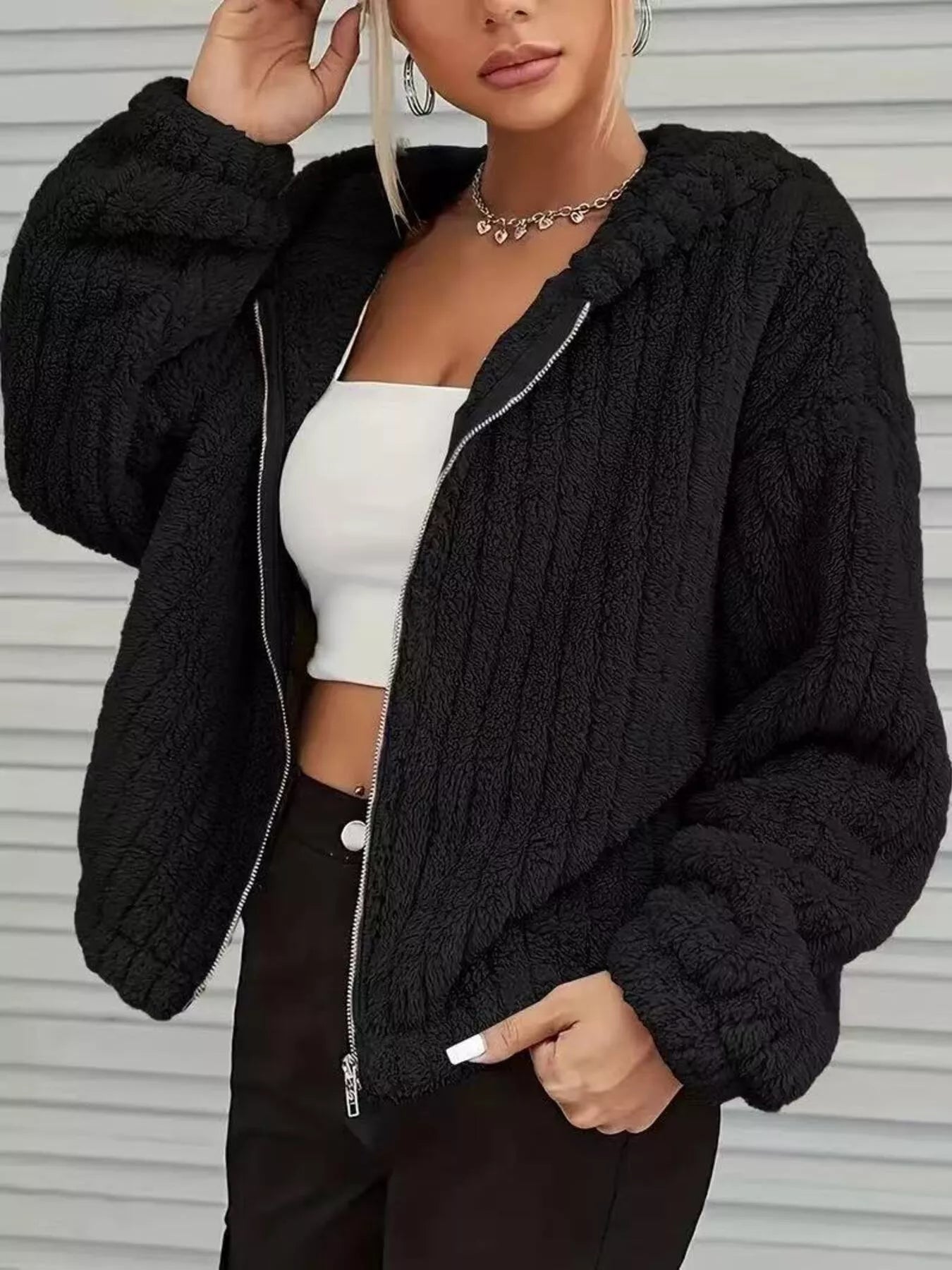 Teddy Bear Ear Hooded Fleece Outerwear - Flip Flop Dynasty