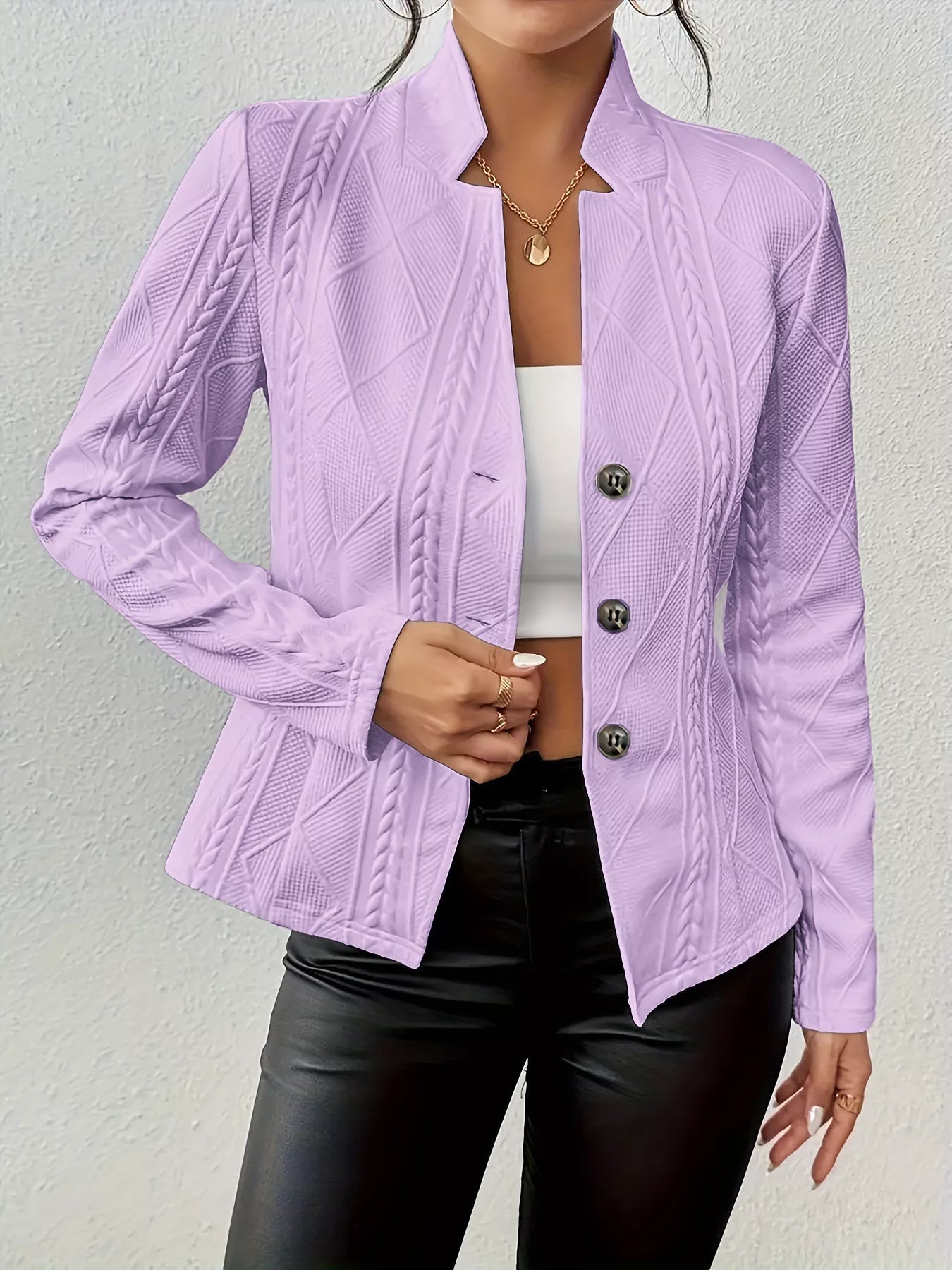 Textured Knit Button - Front Blazer - Flip Flop Dynasty