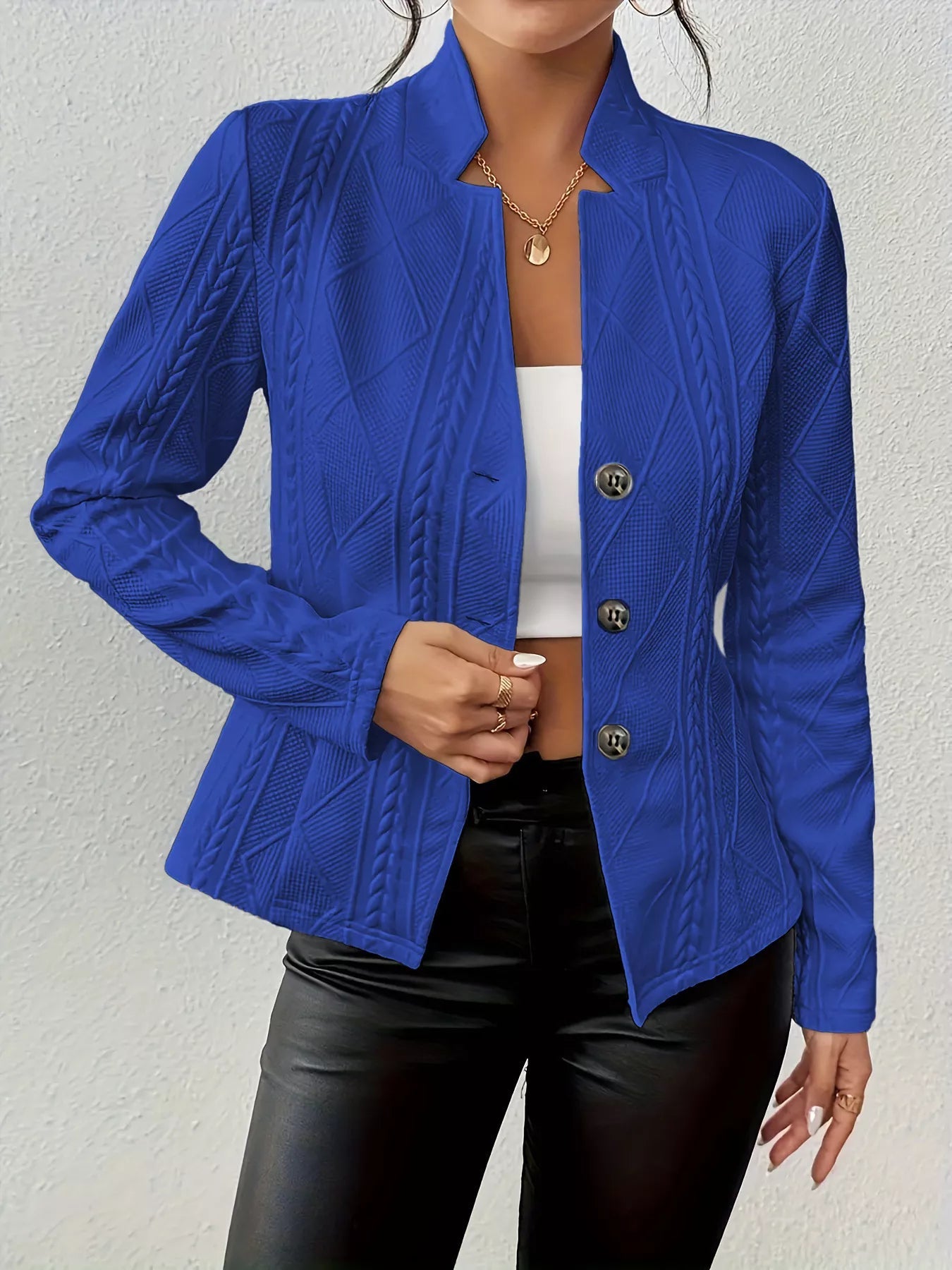 Textured Knit Button - Front Blazer - Flip Flop Dynasty