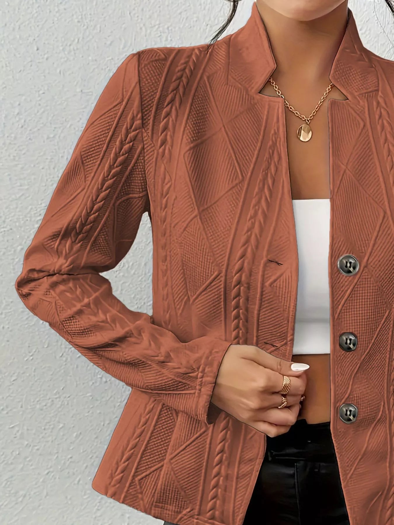 Textured Knit Button - Front Blazer - Flip Flop Dynasty