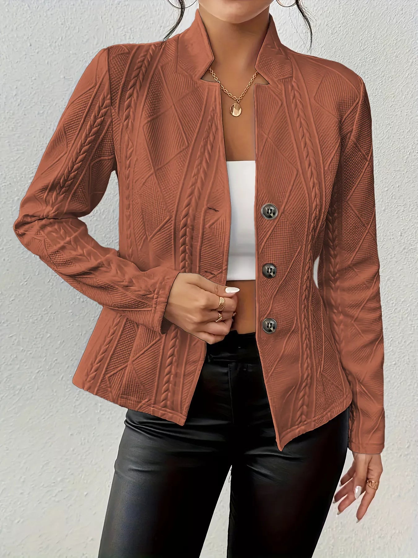Textured Knit Button - Front Blazer - Flip Flop Dynasty